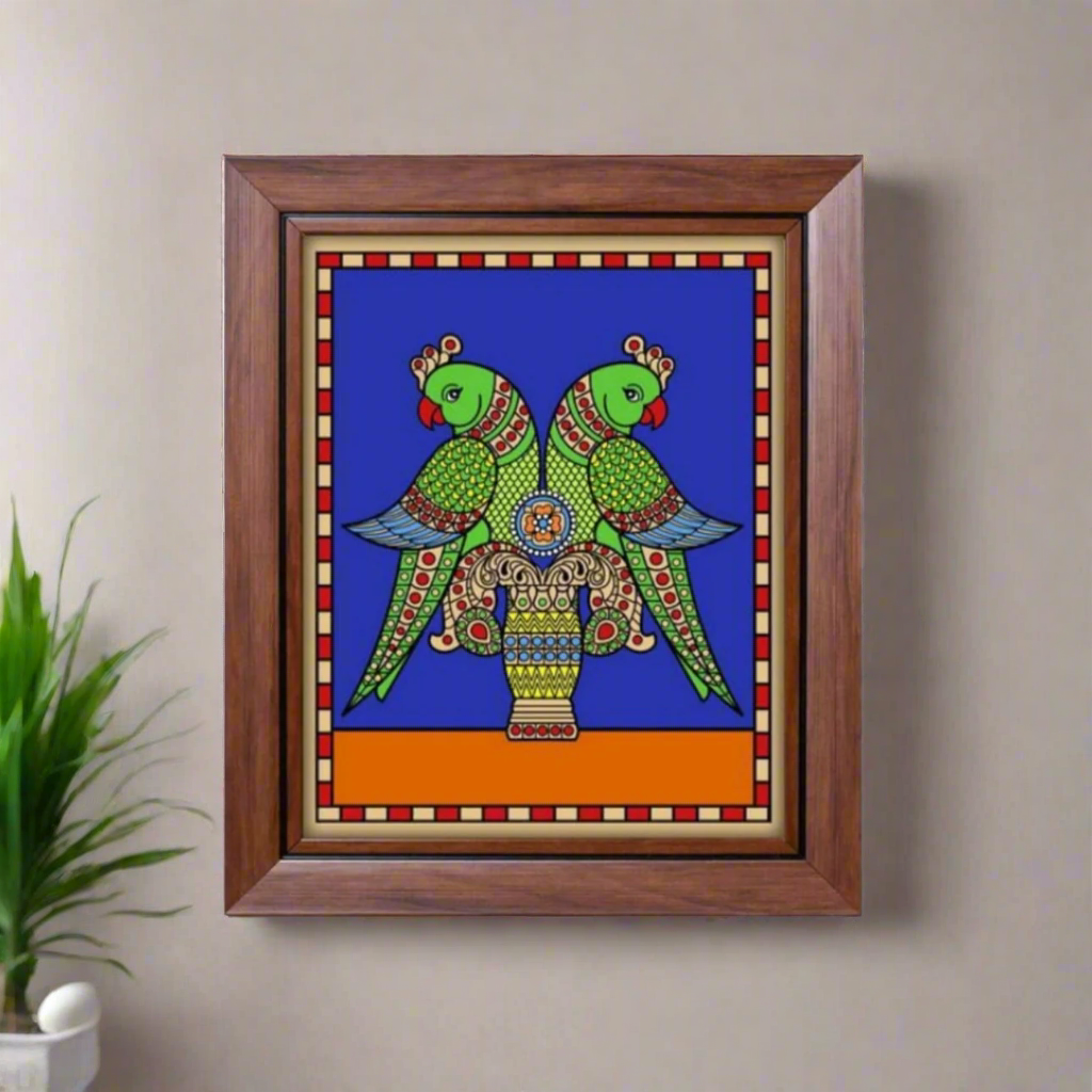 Birds Theme Tanjore Reverse Glass Paintings Frame In Various Designs By Tamrapatra