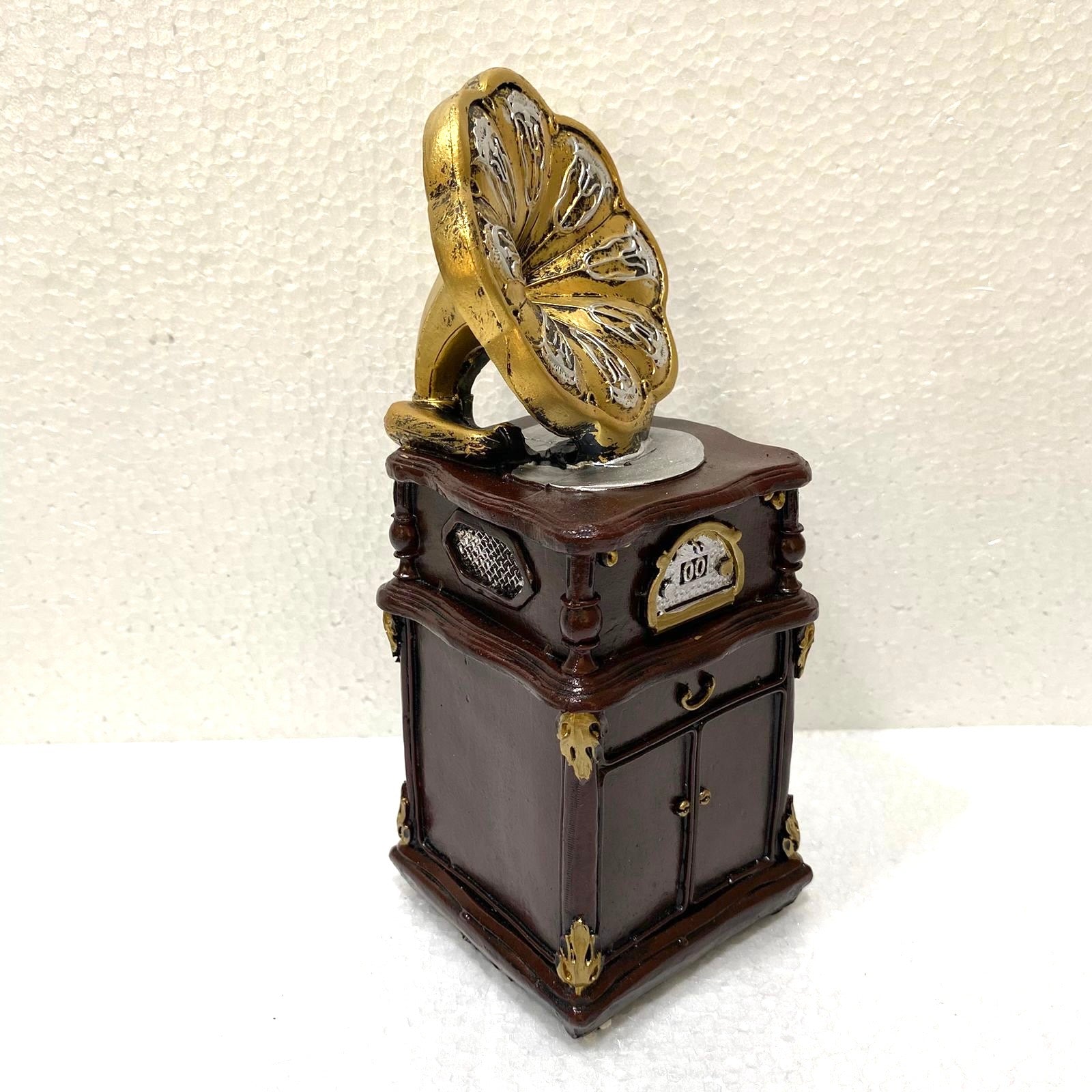 Vintage Replica Art Showpiece Gramophone Globe Feather Book By Tamrapatra