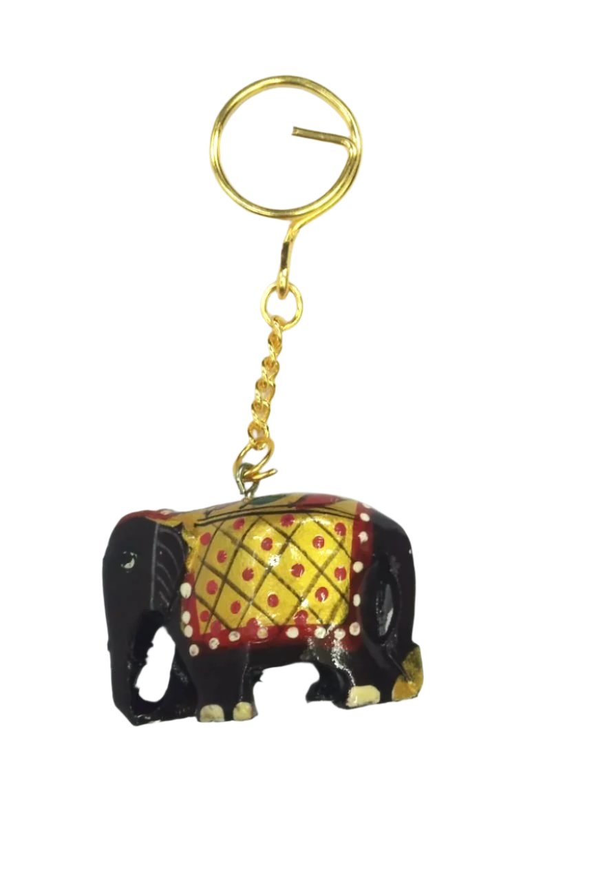 Elephant Hand Painted Keychain Various Beautiful Shades Indian Souvenir Tamrapatra