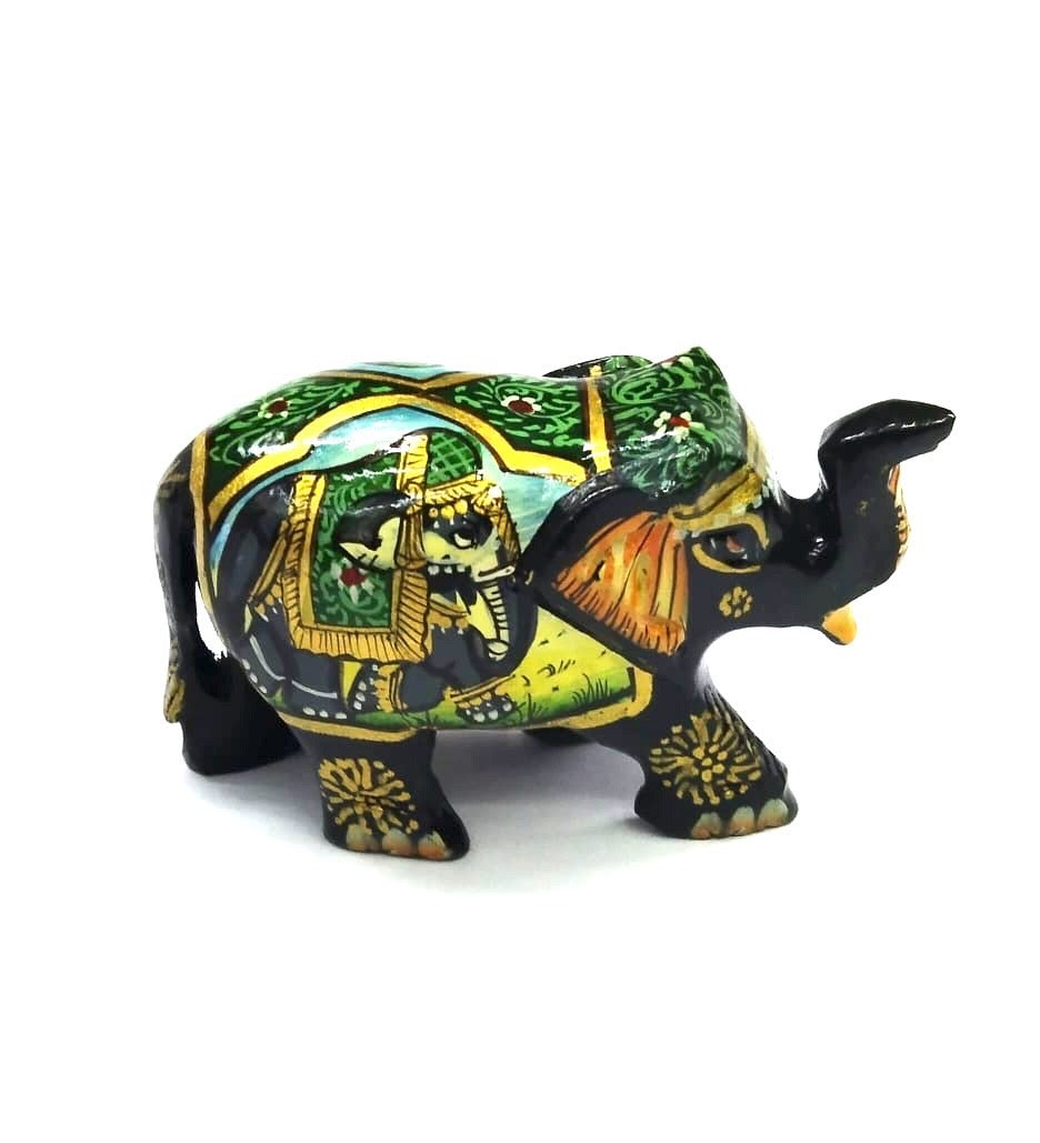Mughal Miniature Hand Painted Elephant Royal King Depiction From Tamrapatra