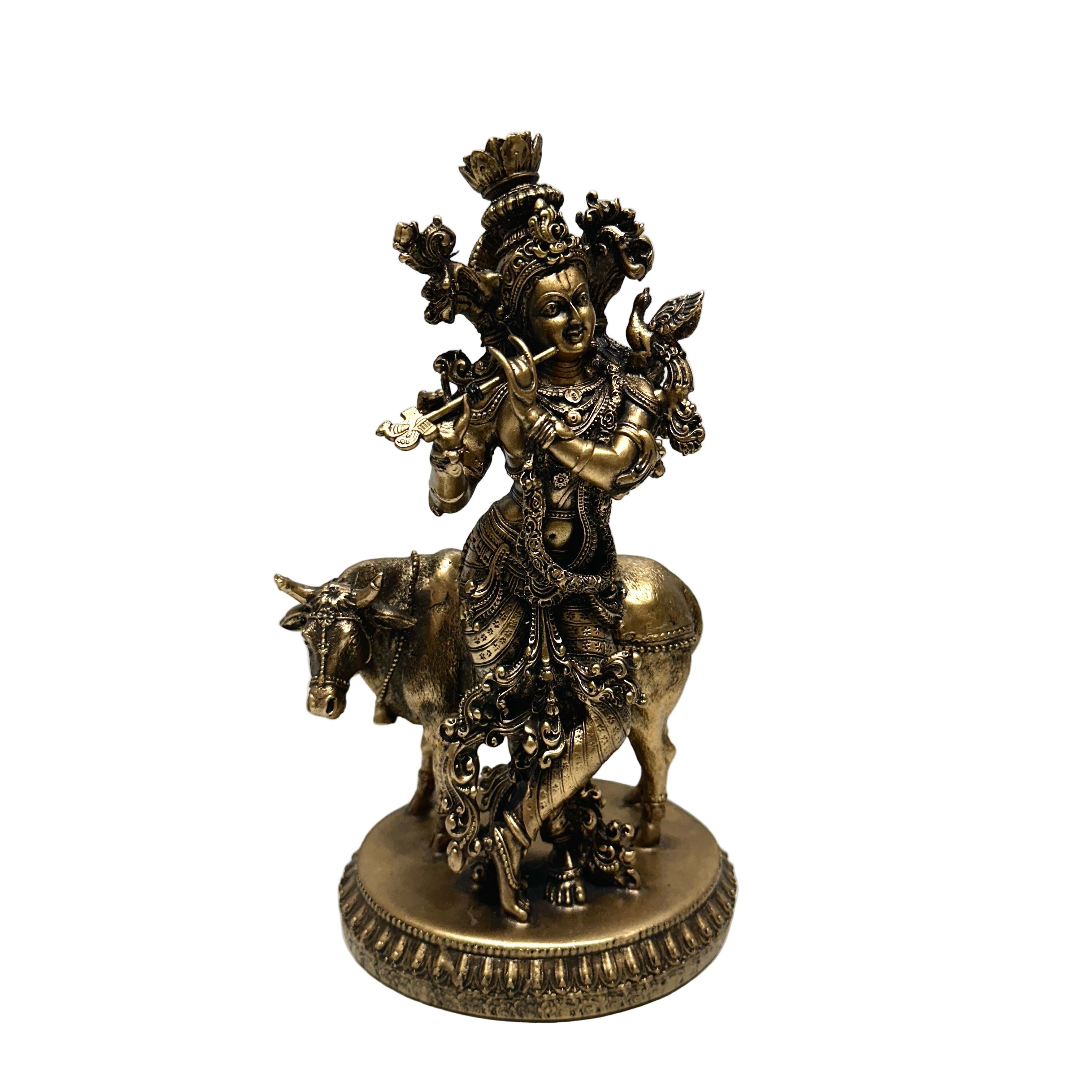 Bronze statue of a deity on a white background