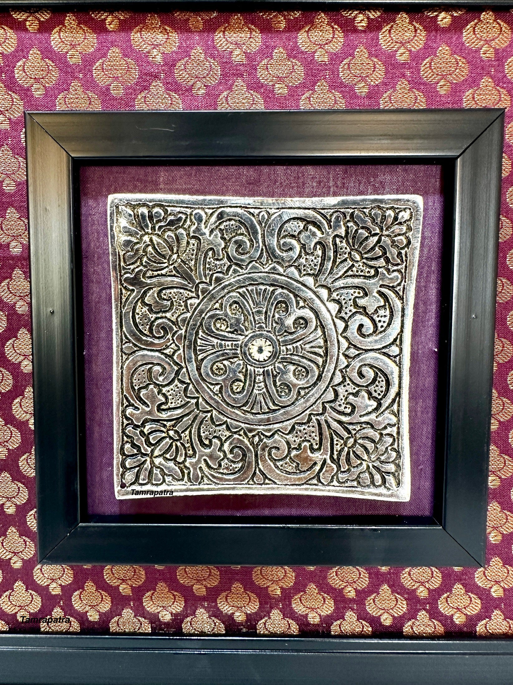 Metal Carving Plates On Beautiful Vibrant Handcrafted Frames Wall Art By Tamrapatra