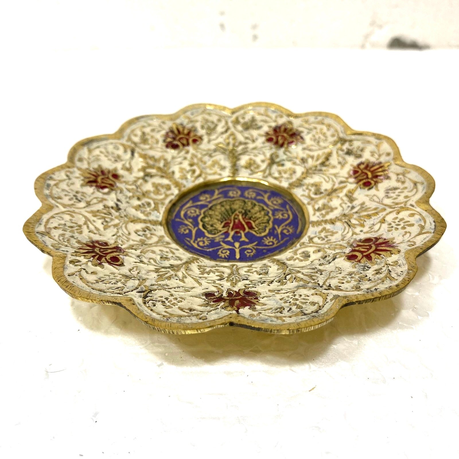 Brass Plate Designer Serving Handcrafted Inlay Work Indian Art By Tamrapatra