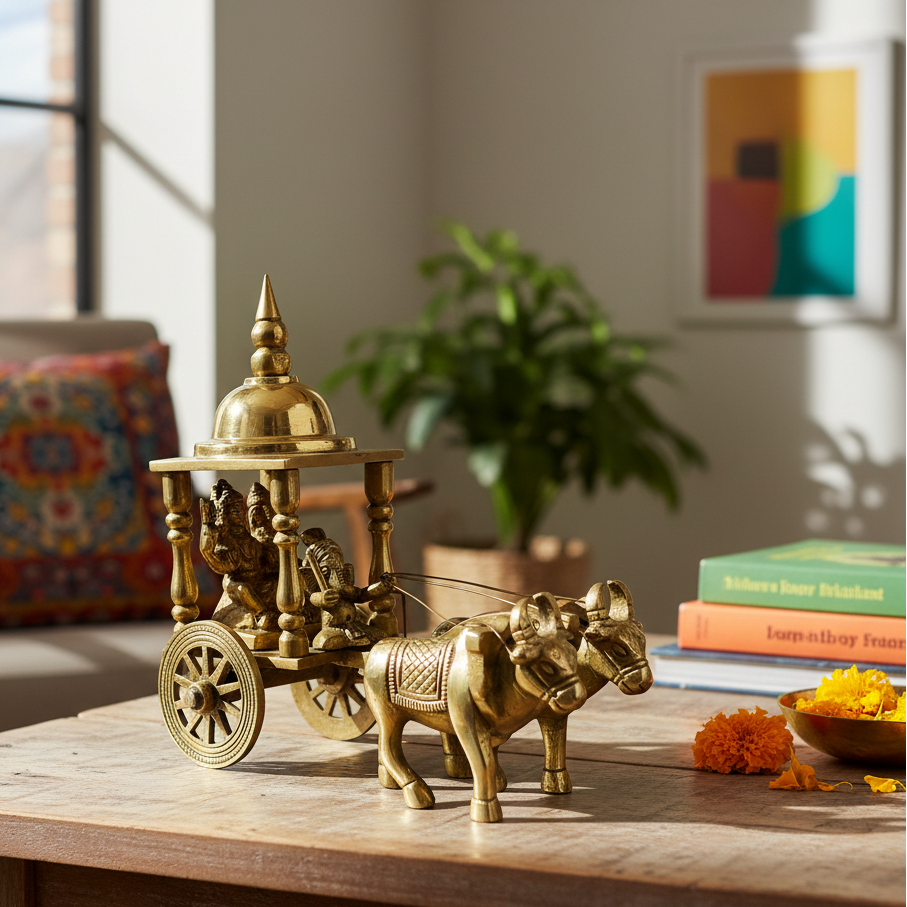 Bullock Cart Brass Traditional Vehicle Of Transport Crafts Handcrafted By Tamrapatra