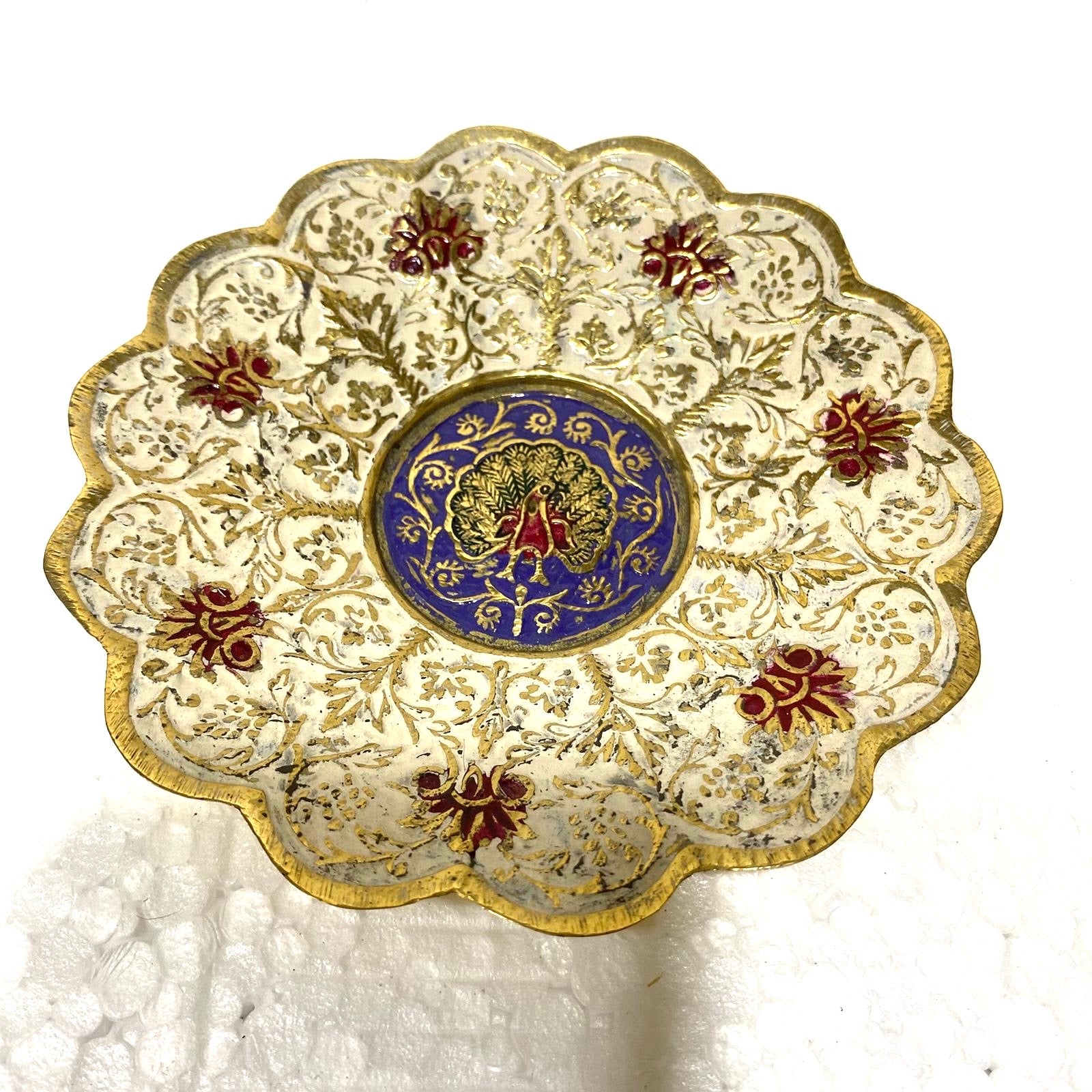 Brass Plate Designer Serving Handcrafted Inlay Work Indian Art By Tamrapatra