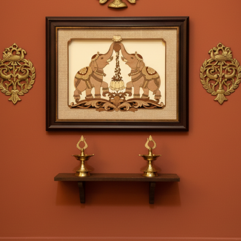 Two Elephants 3D Wood Art In Best Quality Wooden Frames Only At Tamrapatra
