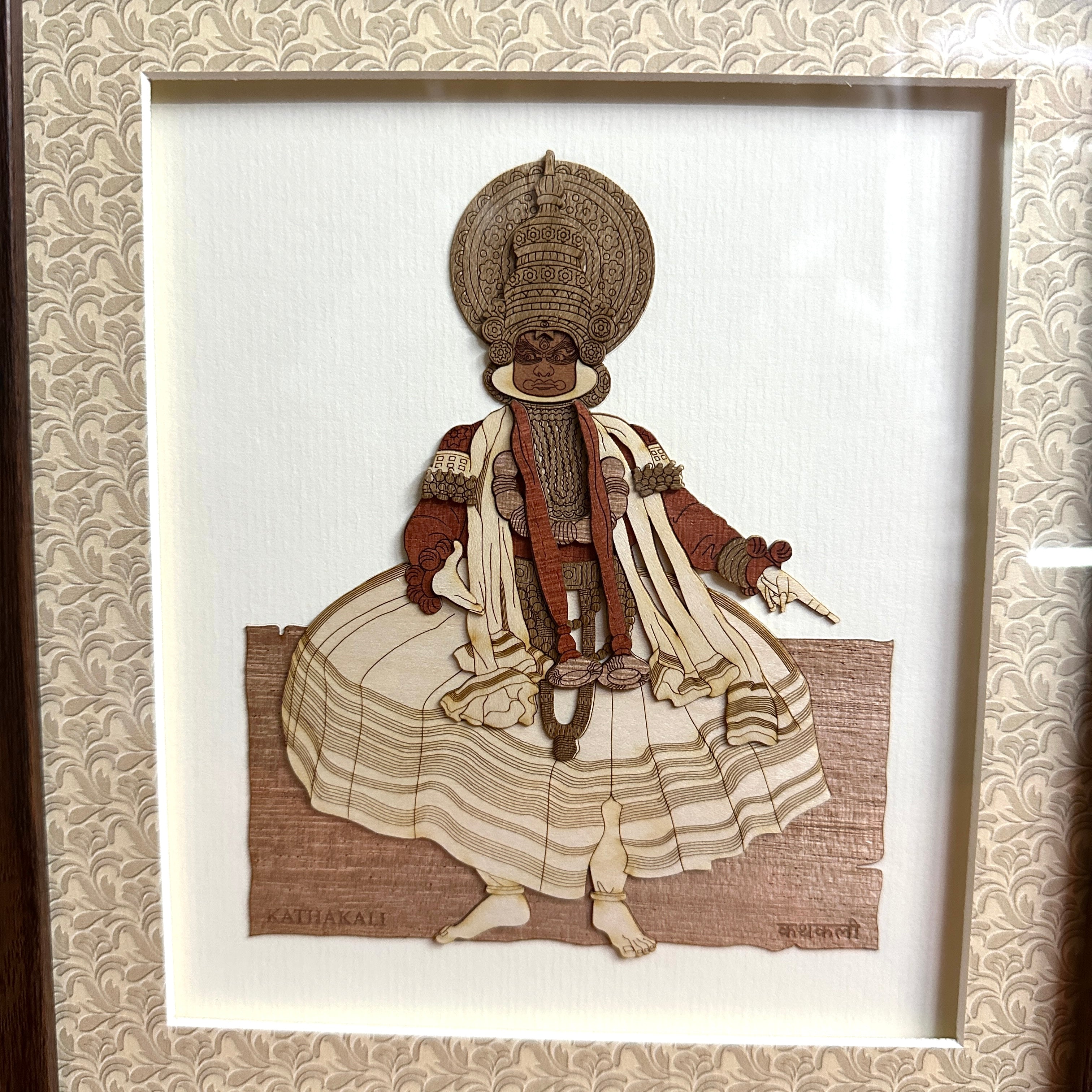 Kathak Bharatnatyam Kathakali Indian Dancer Carved From Wood Tamrapatra