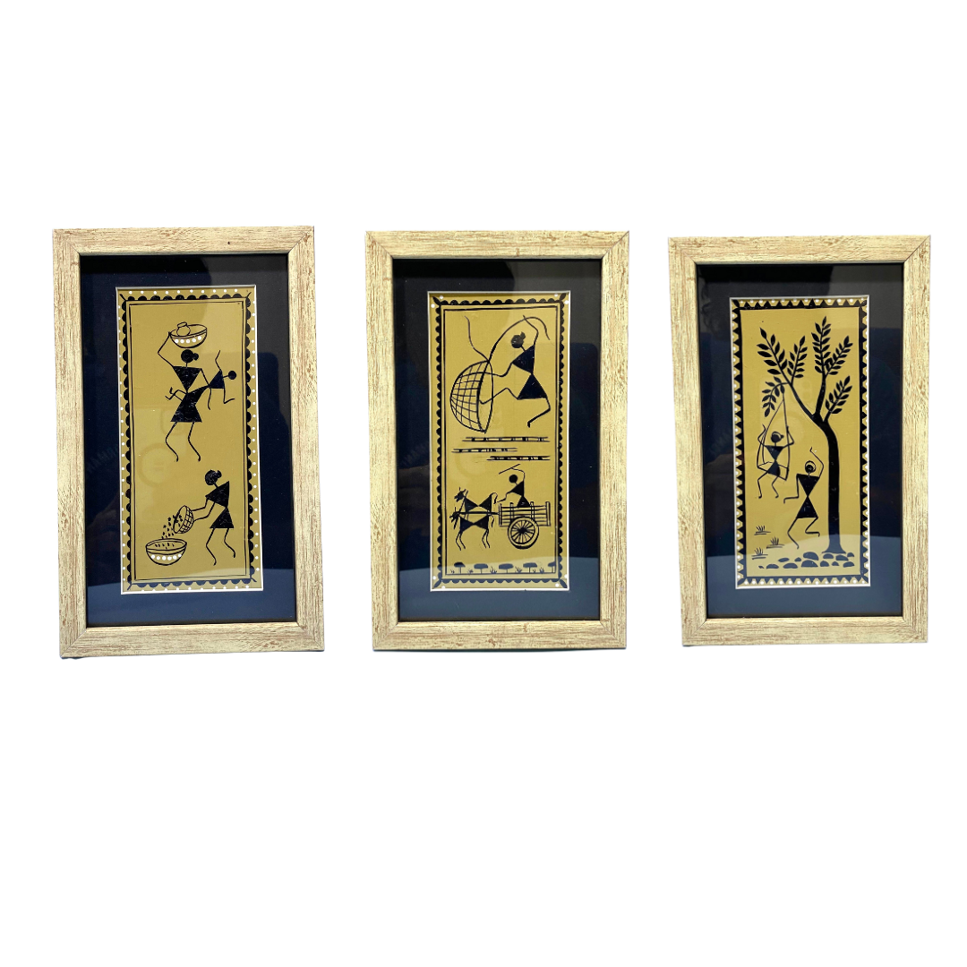 Hand Painted Warli Painting In Set Various Designs & Shades Exclusive By Tamrapatra