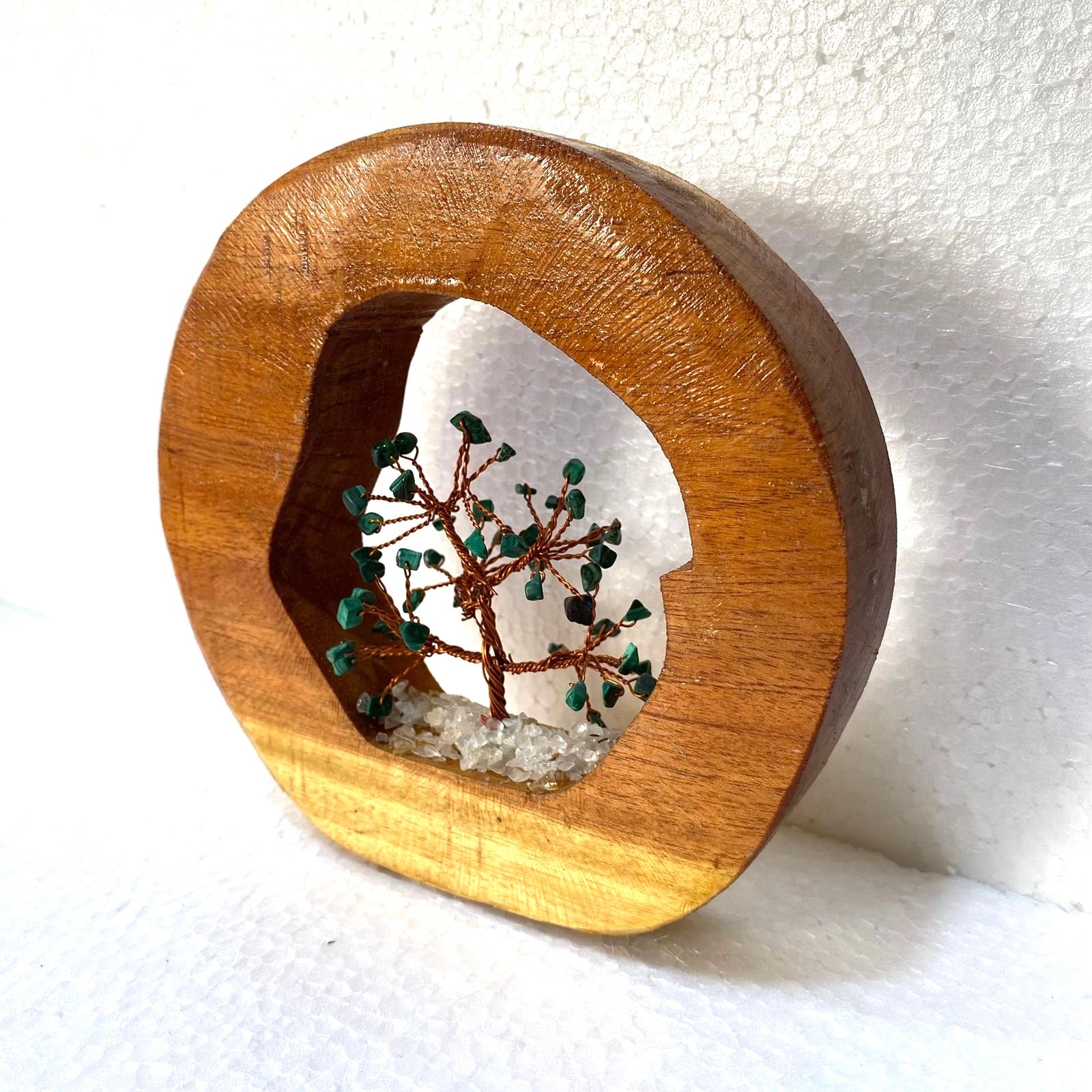 Crystal Tree In Various Shades Inside Wooden Log Creatively Unique Tamrapatra