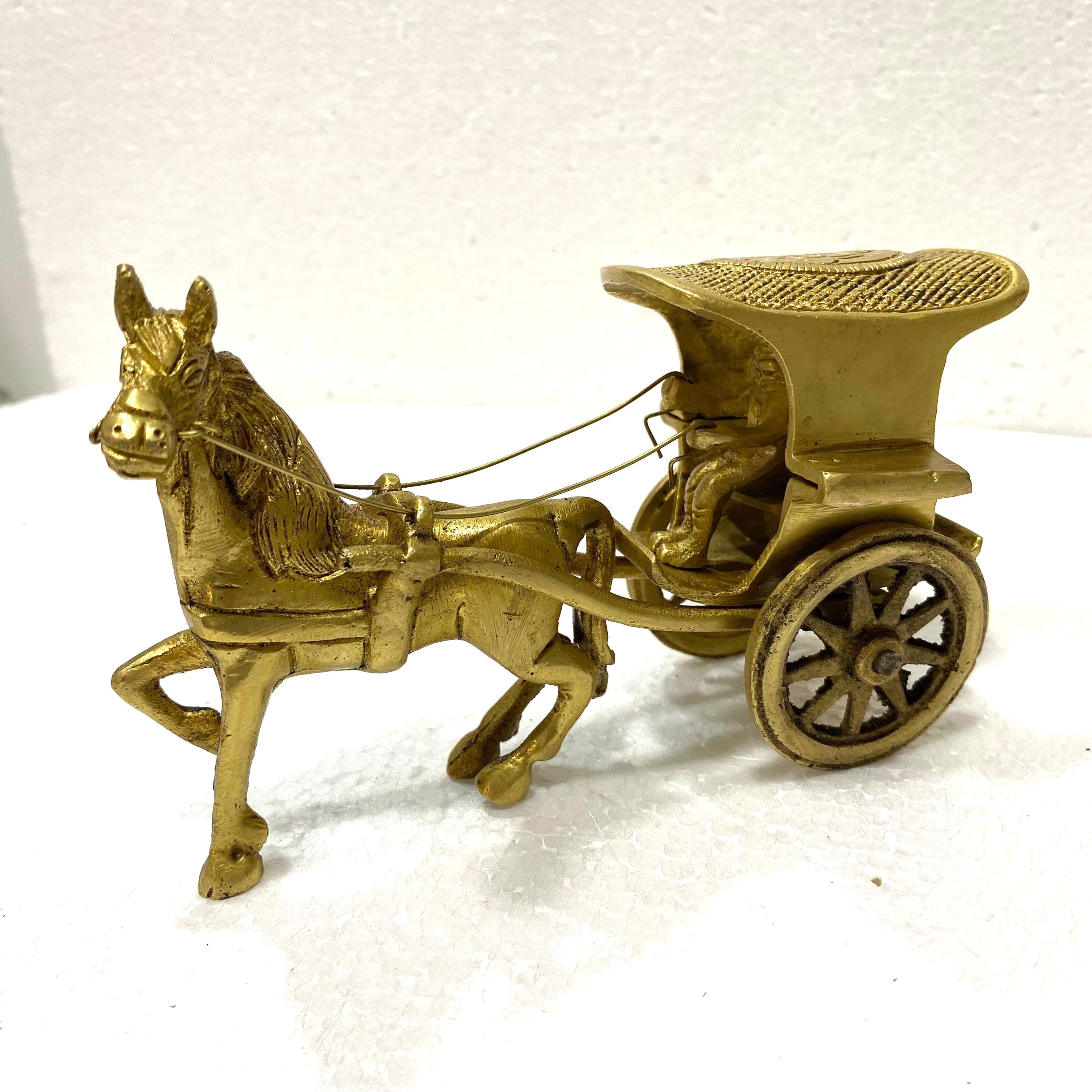 Horse Cart With Villager Beautiful Brass Showpiece Gifts Collection Tamrapatra