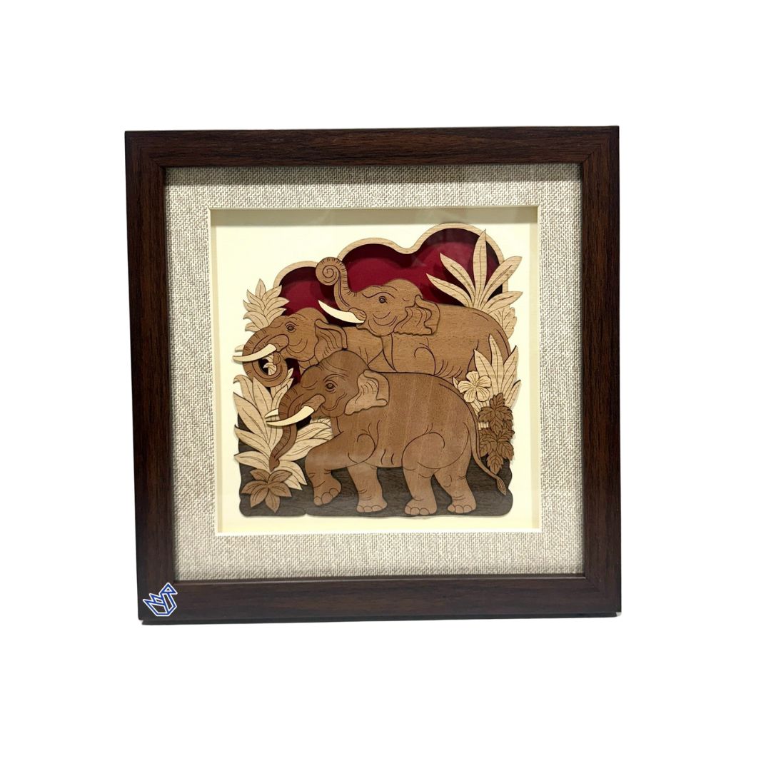 Unique Creation Of Elephant On Wood Unusual Expertise Crafts Frames By Tamrapatra