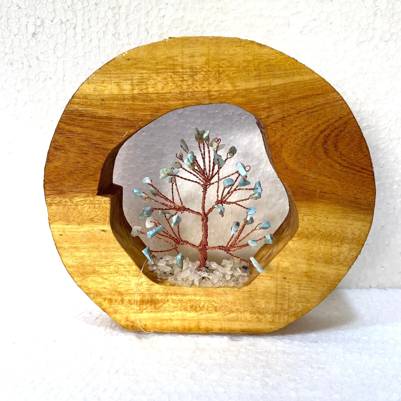 Crystal Tree In Various Shades Inside Wooden Log Creatively Unique Tamrapatra