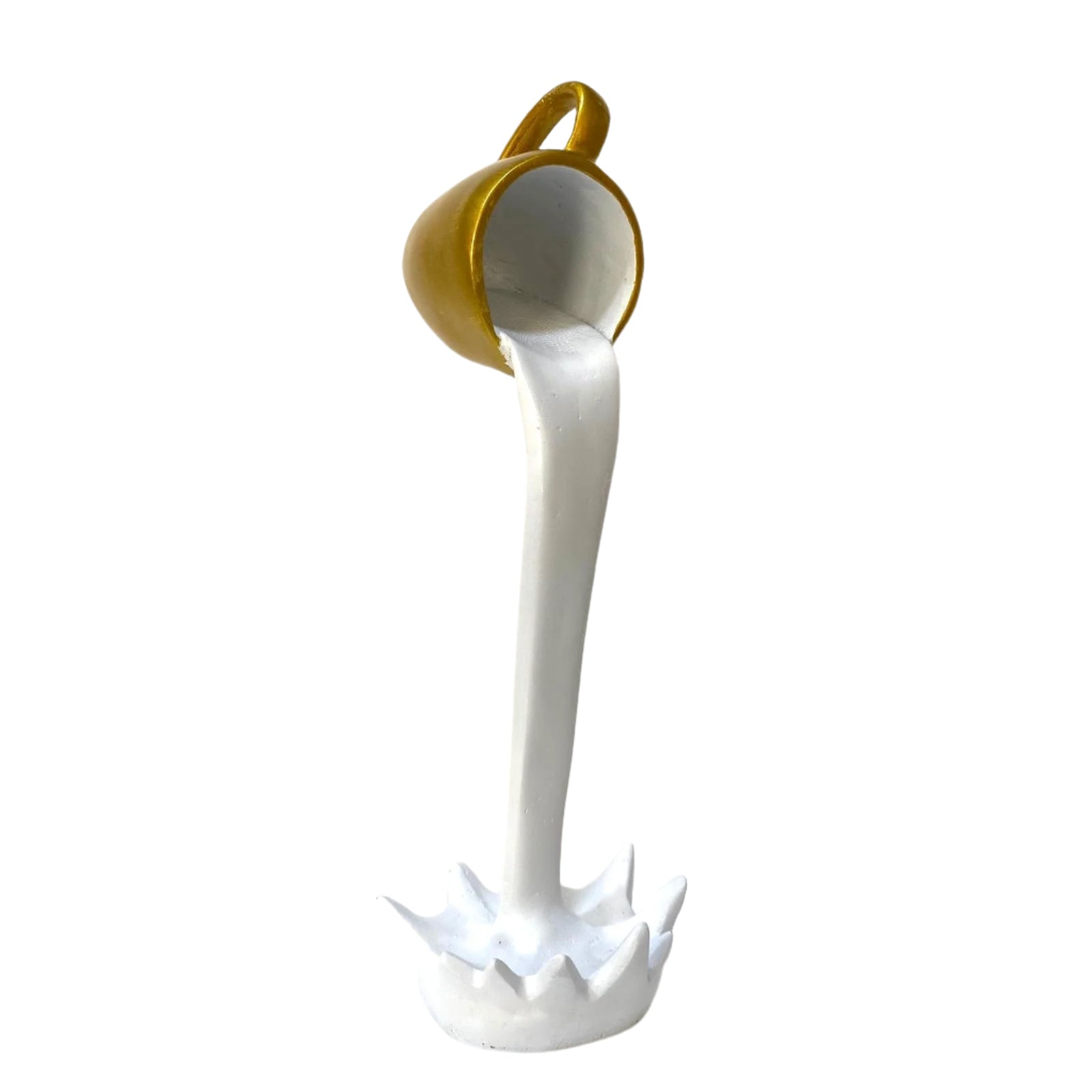 Ceramic mug with a long neck and white base on a textured surface