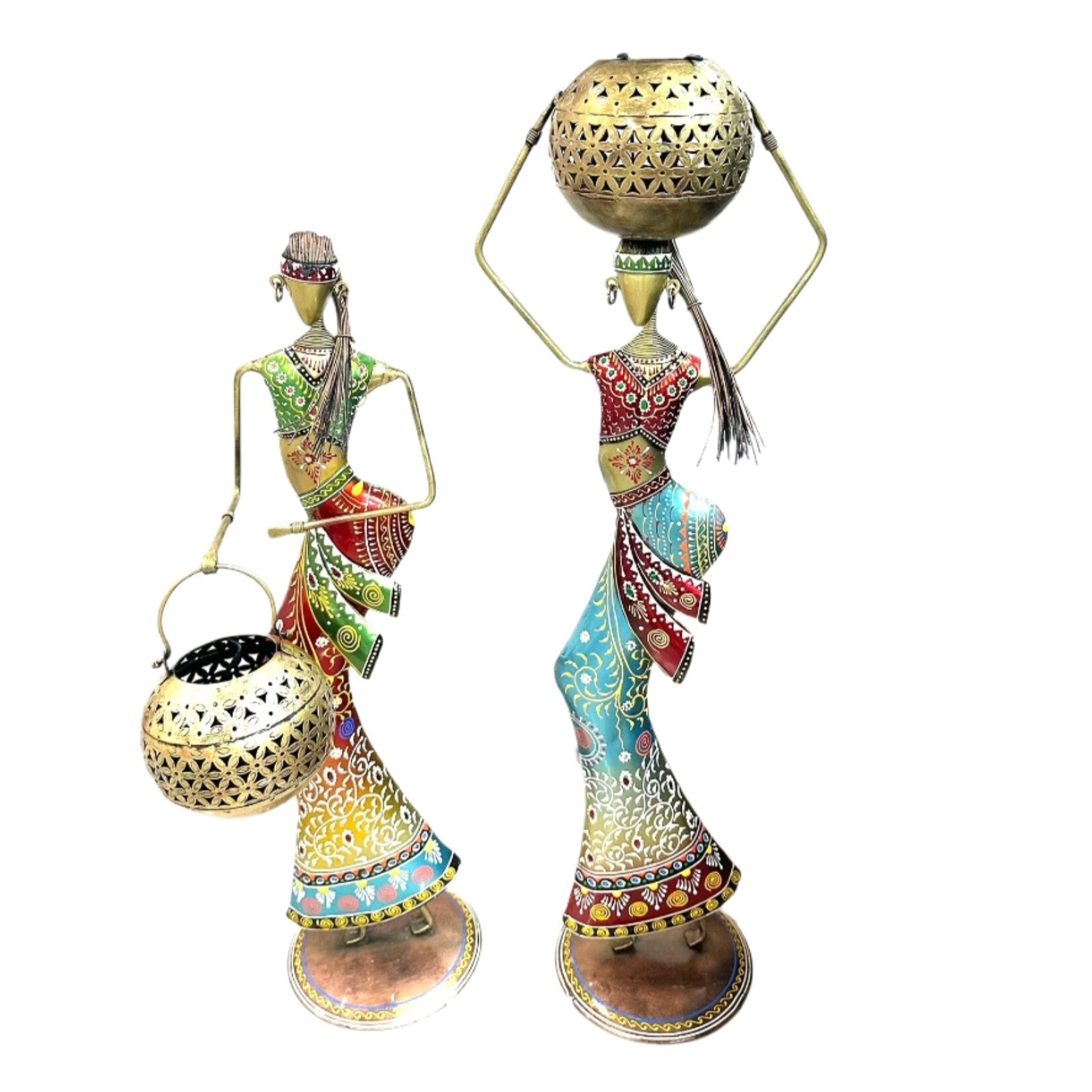 Indian Tribal Lady Tea Light Holder Unique Design Handcrafted Creations By Tamrapatra - Tamrapatra