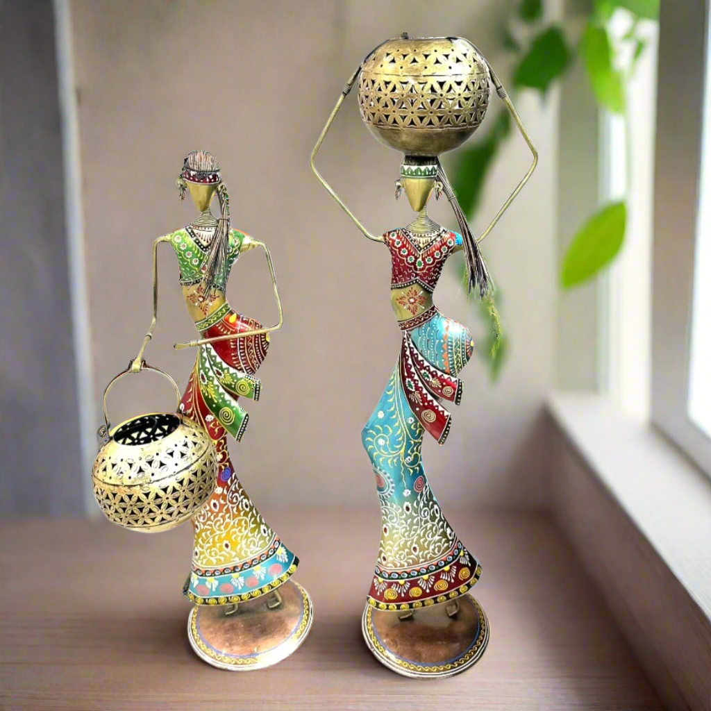 Indian Tribal Lady Tea Light Holder Unique Design Handcrafted Creations By Tamrapatra - Tamrapatra