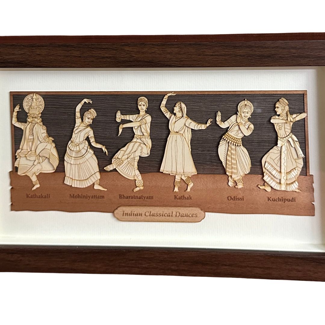 Indian Classical Dance Forms Wooden Crafted Frame Indian Art From Tamrapatra
