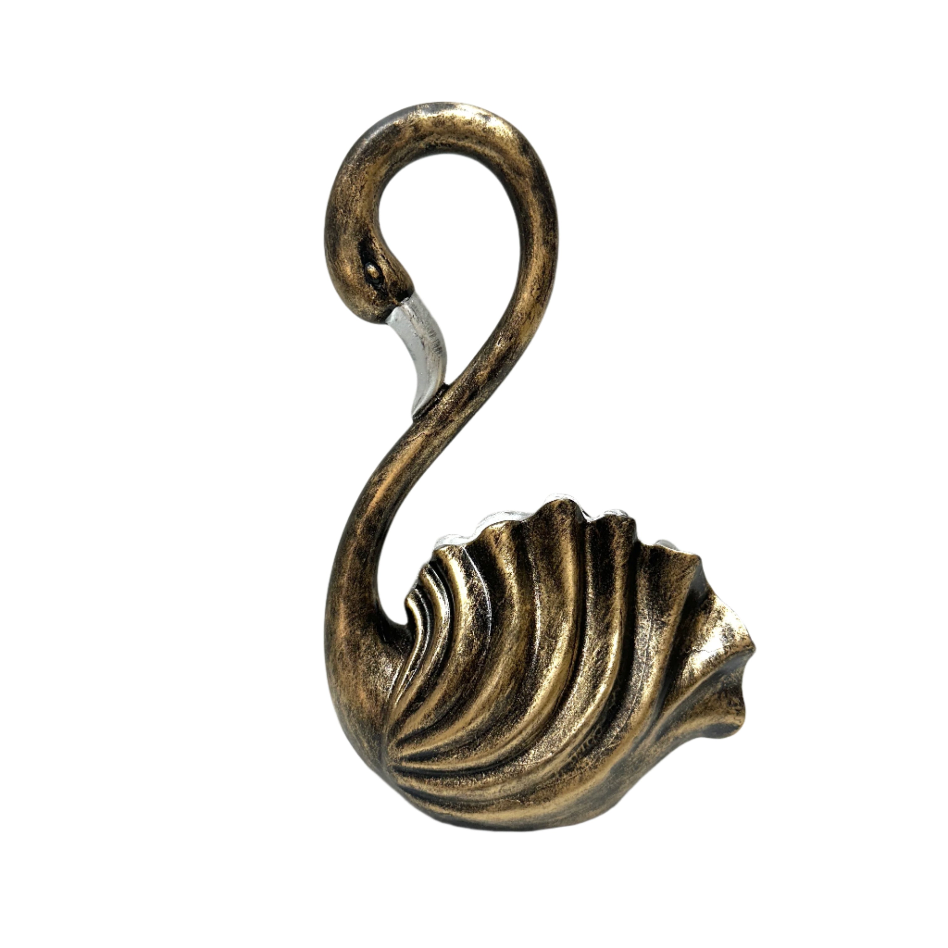 Graceful Swan Pair Black Gold Set Of 2 Exclusive Bird Showpiece From Tamrapatra