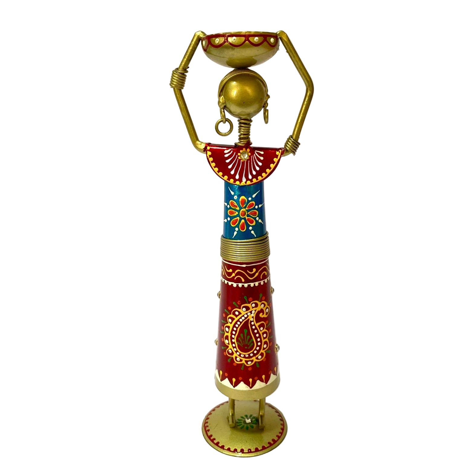 Decorative lamp with colorful design on a white background