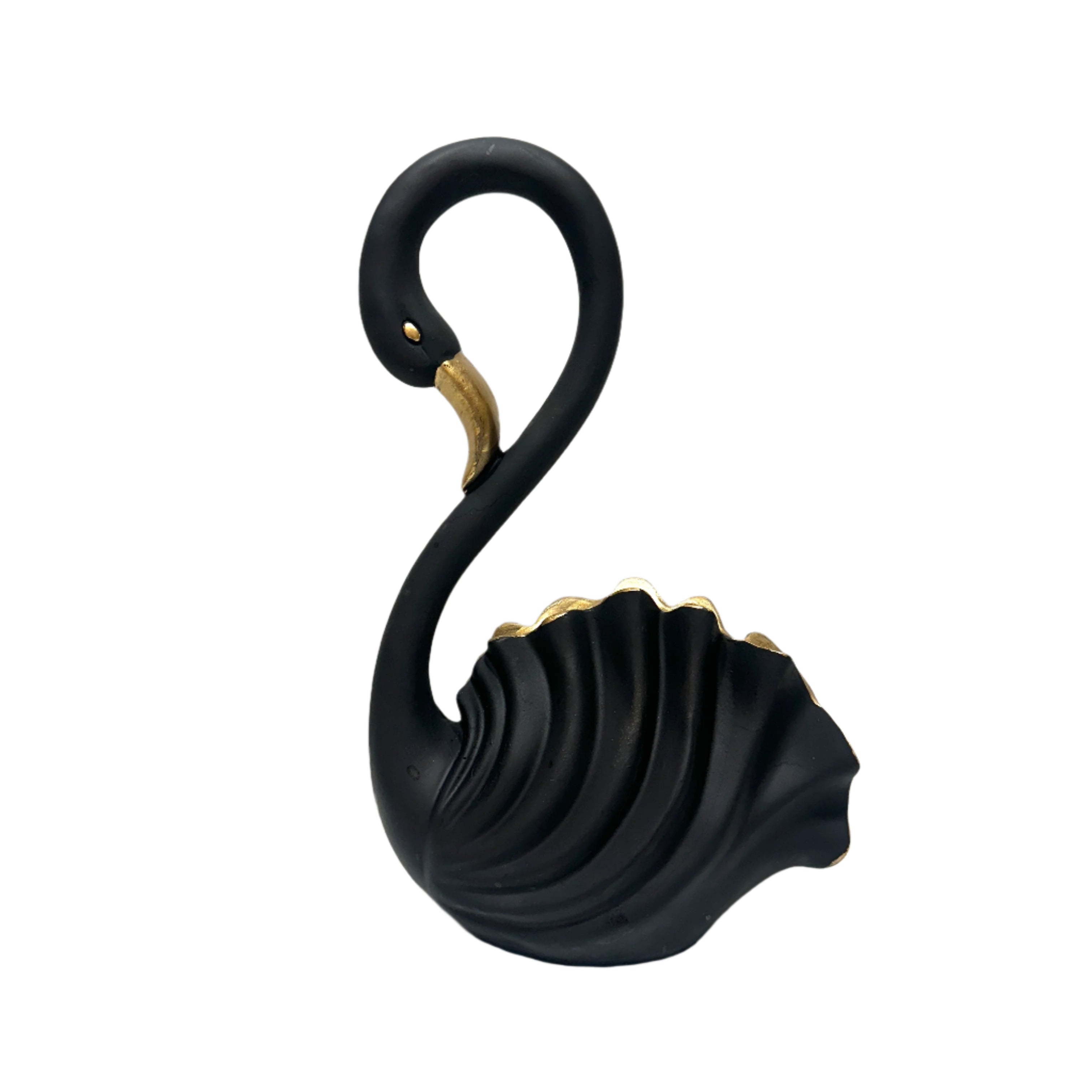 Graceful Swan Pair Black Gold Set Of 2 Exclusive Bird Showpiece From Tamrapatra