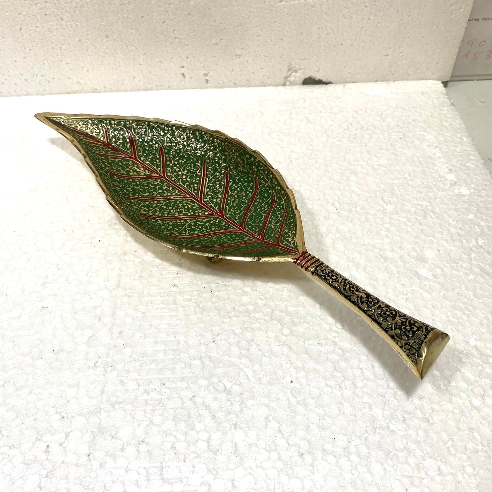 Serving Leaf Platter Brass Royal Design With Indian Craftsmanship Tamrapatra