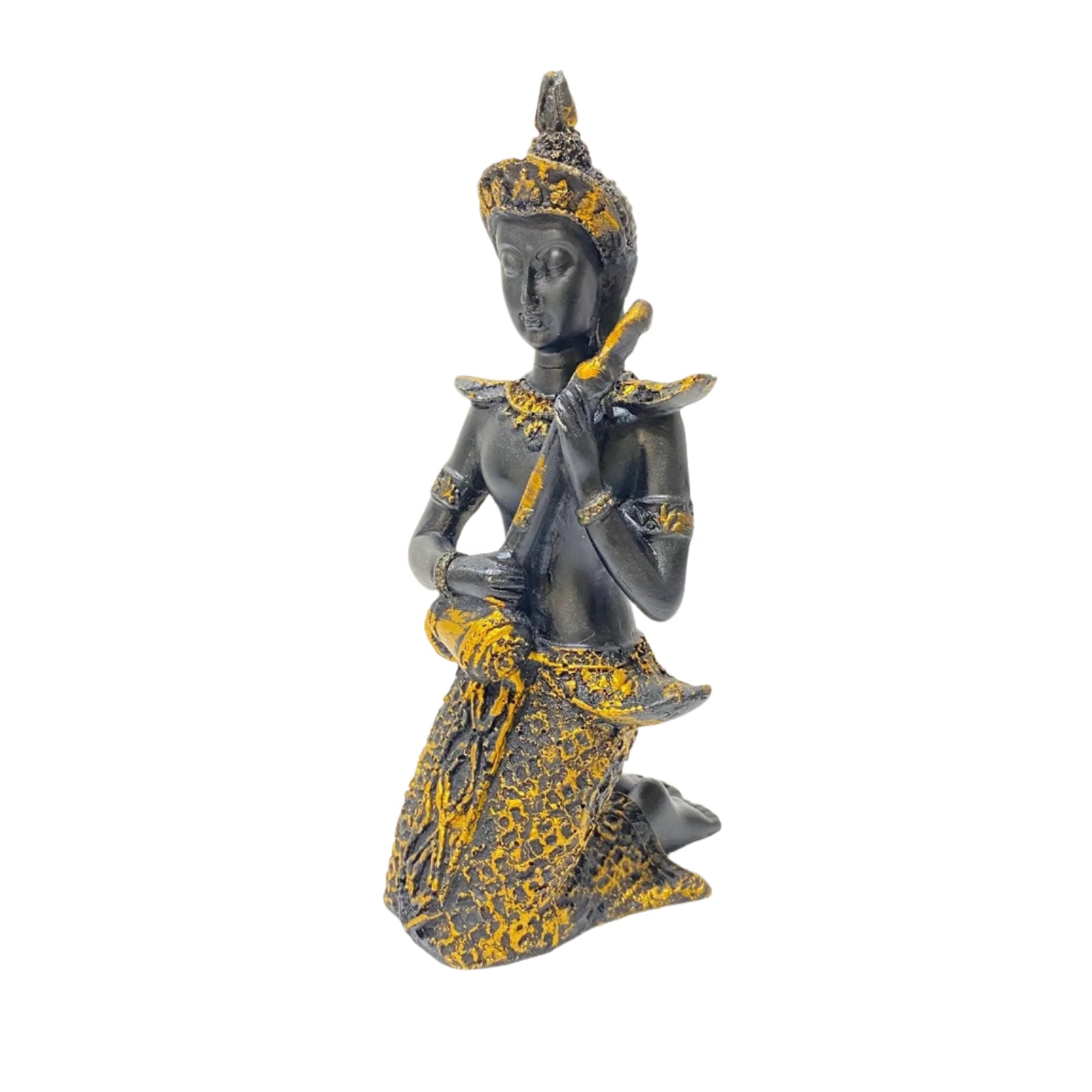Modern Musicians Lady In Black Gold Holding Instruments Set Of 3 At Tamrapatra