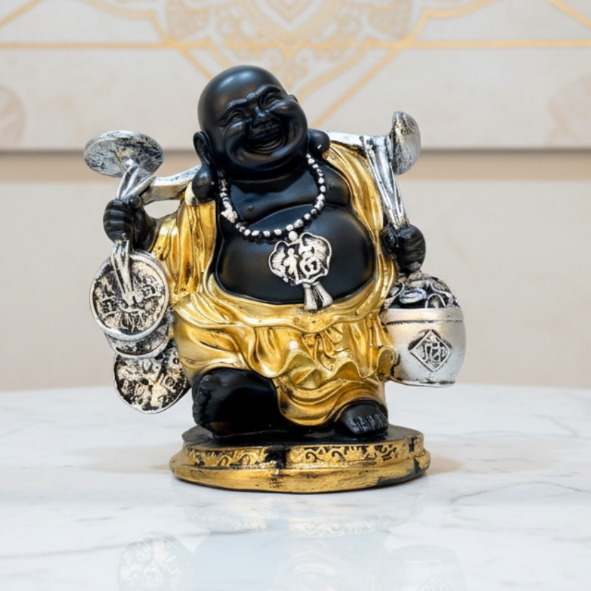 Laughing Buddha In Attractive Shades Beautiful Lucky Auspicious Tamrapatra