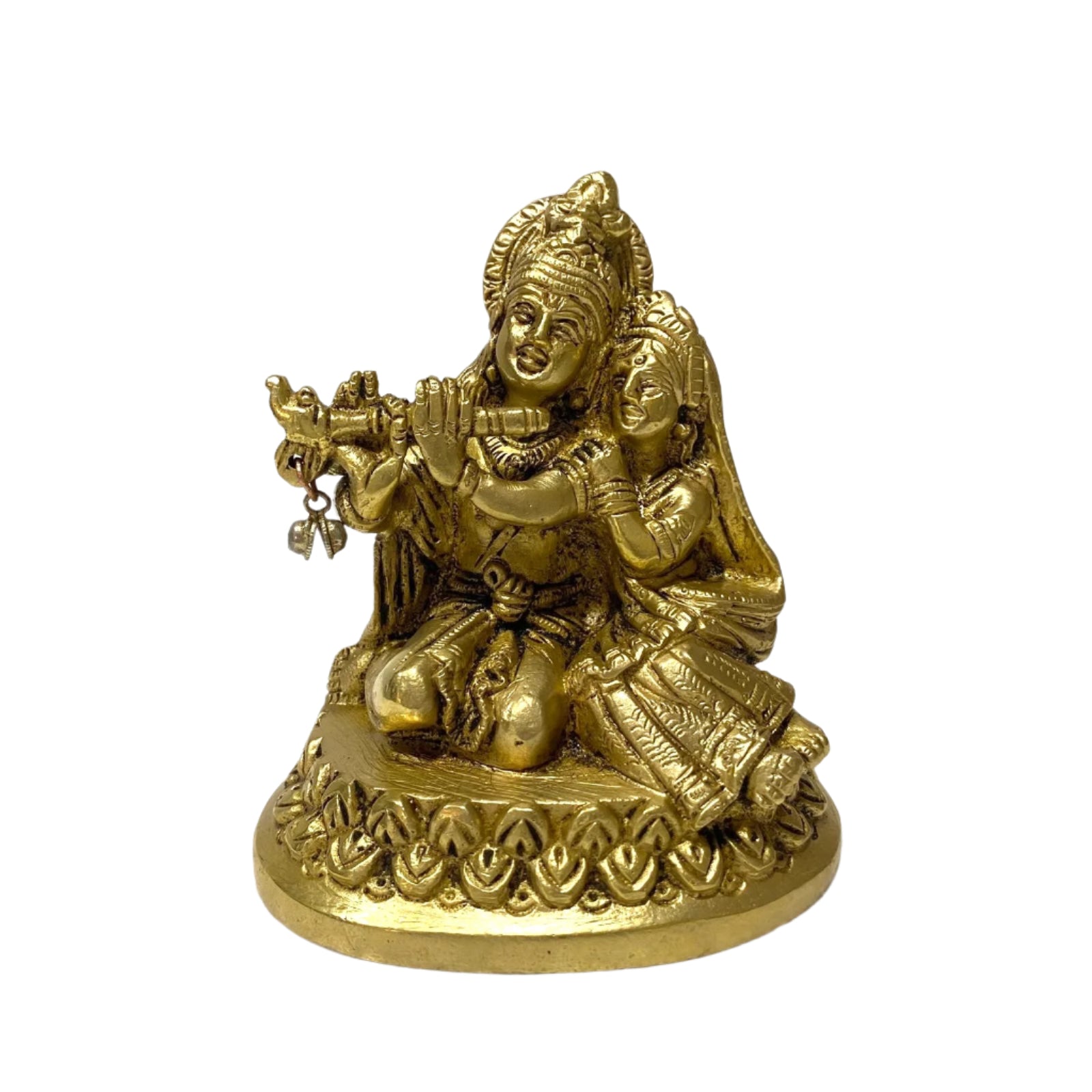 Brass statue of a couple on a white background