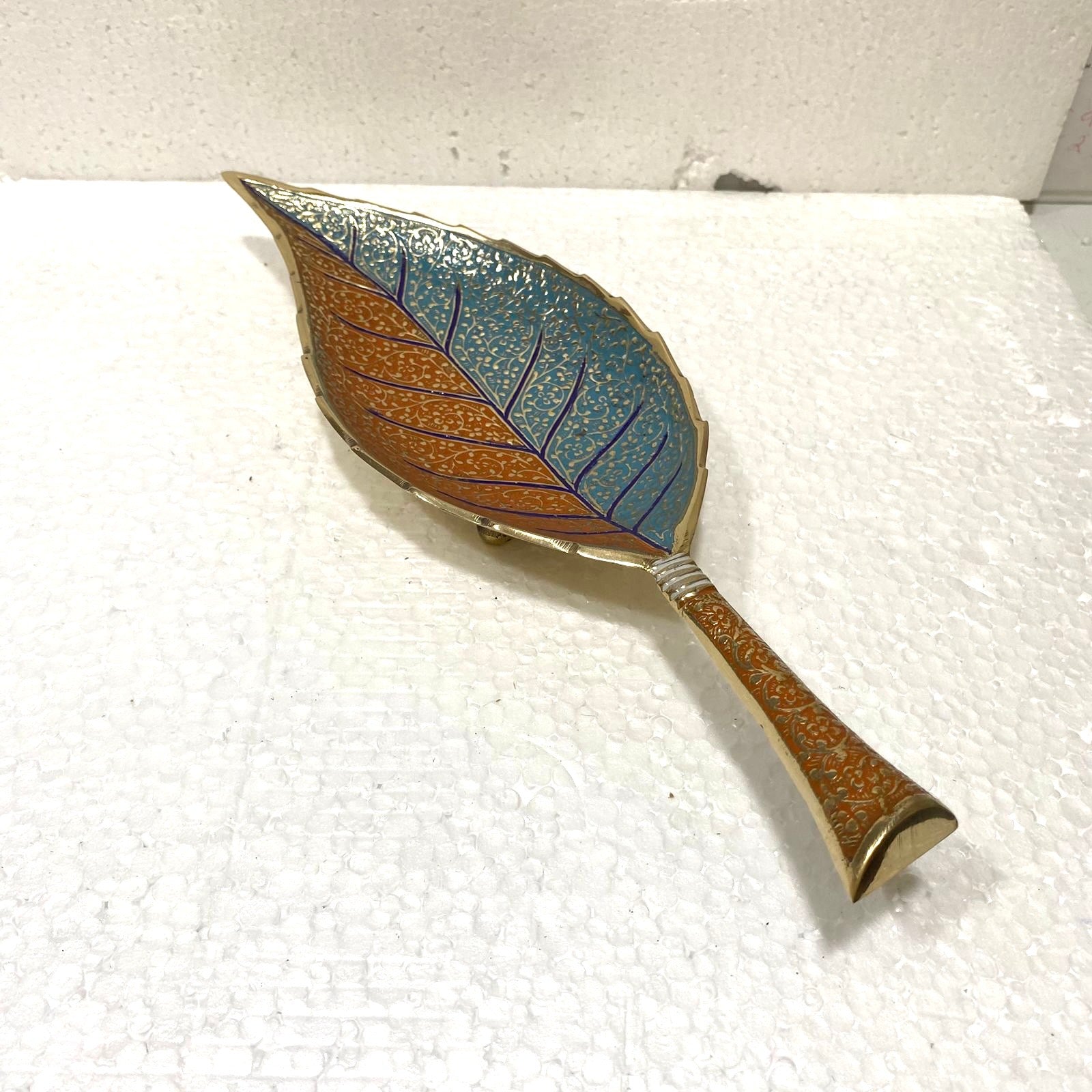 Serving Leaf Platter Brass Royal Design With Indian Craftsmanship Tamrapatra