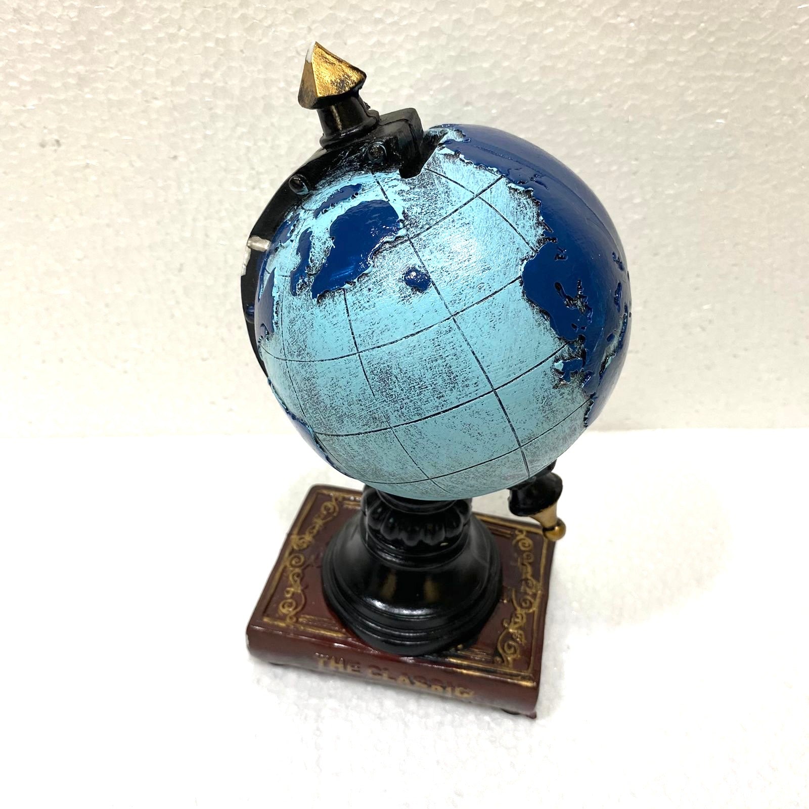 Vintage Replica Art Showpiece Gramophone Globe Feather Book By Tamrapatra