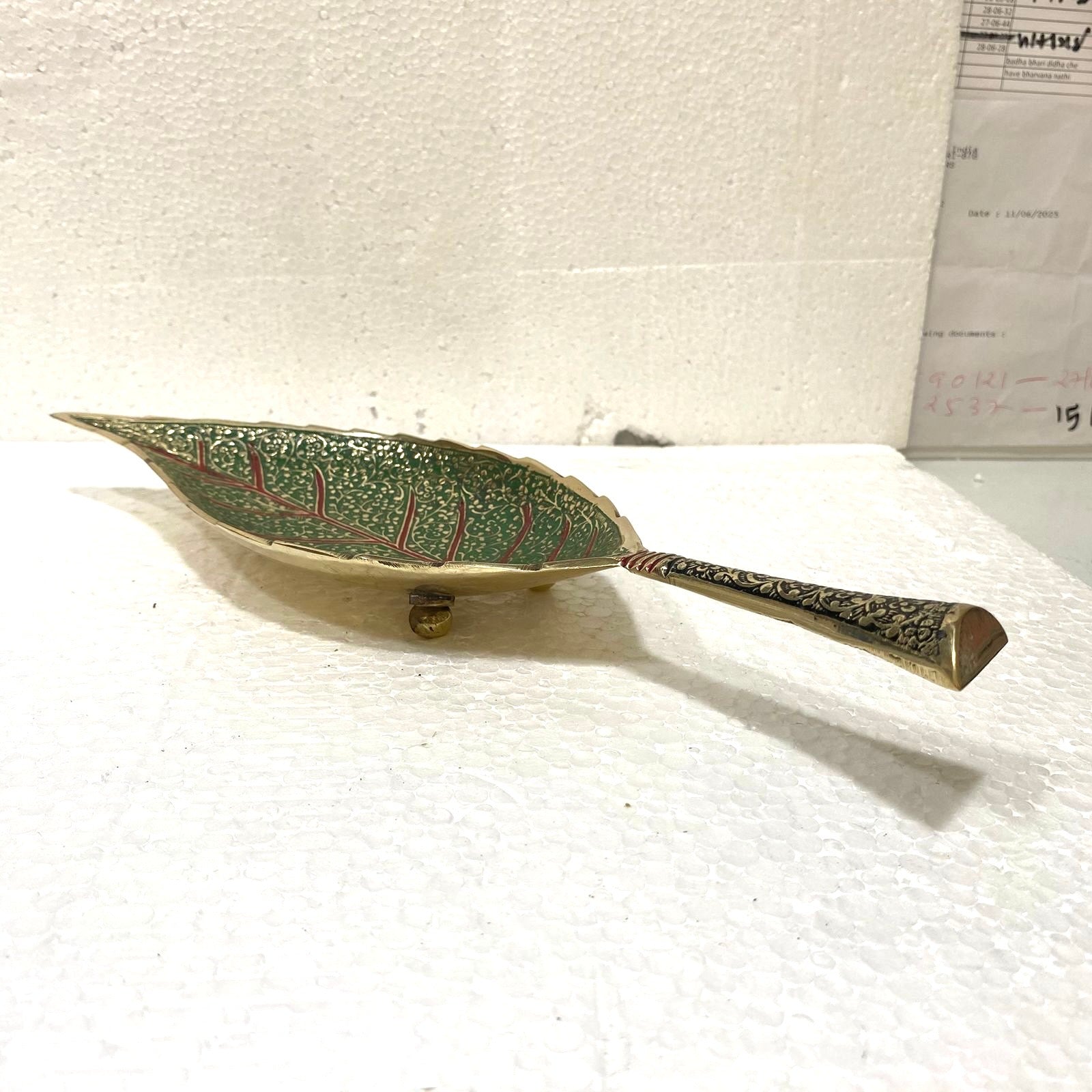 Serving Leaf Platter Brass Royal Design With Indian Craftsmanship Tamrapatra