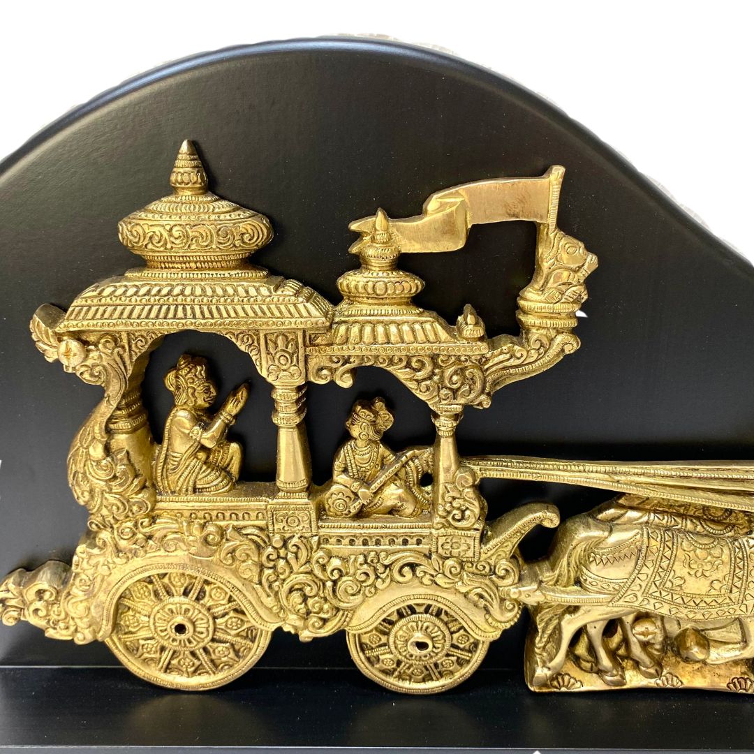 Arjun Rath Chariot In Ancient India Brass On MDF Wood Exclusively At Tamrapatra - Tamrapatra