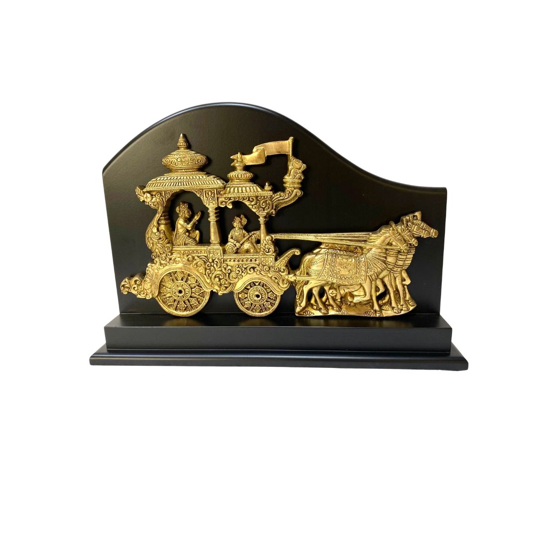 Arjun Rath Chariot In Ancient India Brass On MDF Wood Exclusively At Tamrapatra - Tamrapatra