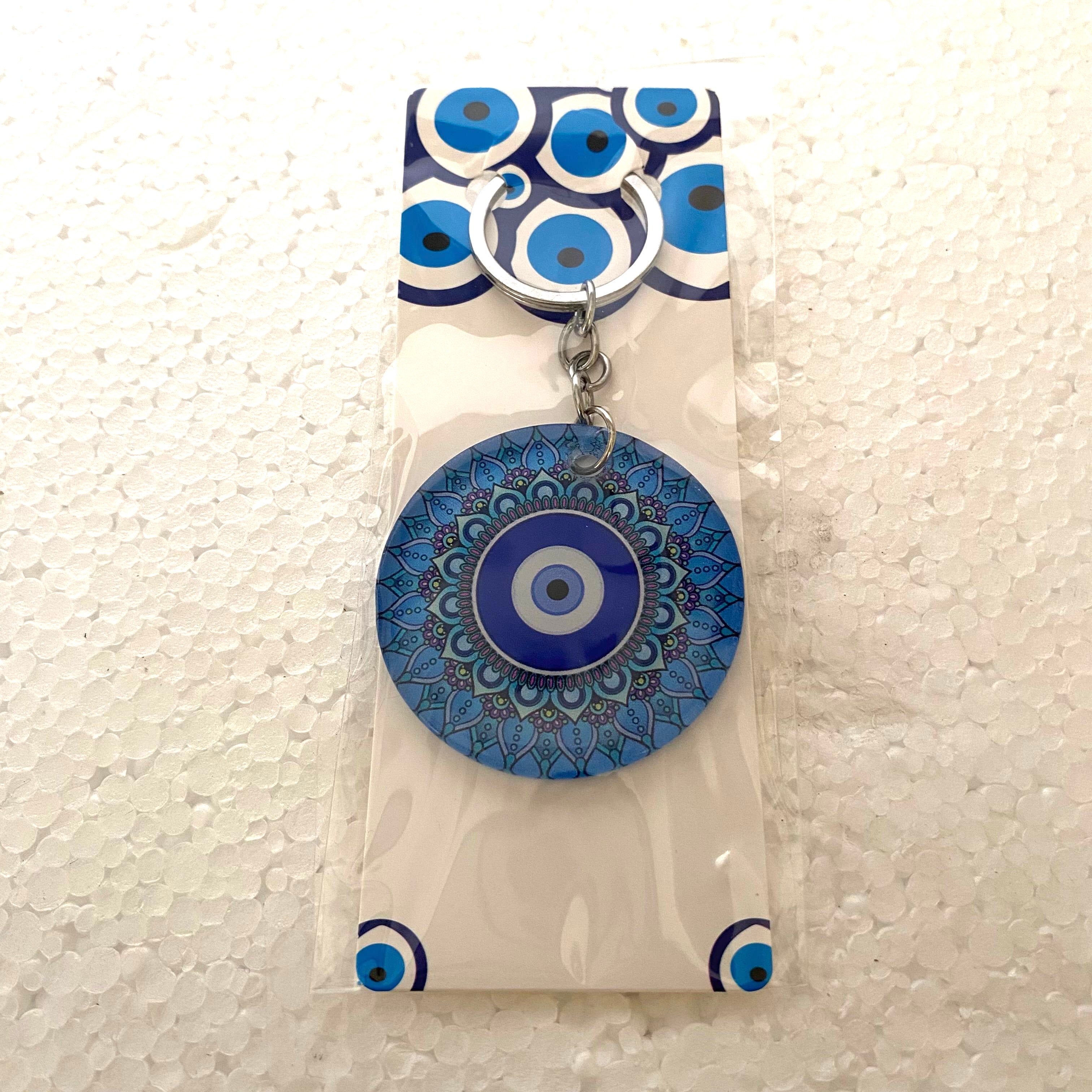 Round Evil Eye Keychains In Various Designs Handmade Gifts By Tamrapatra