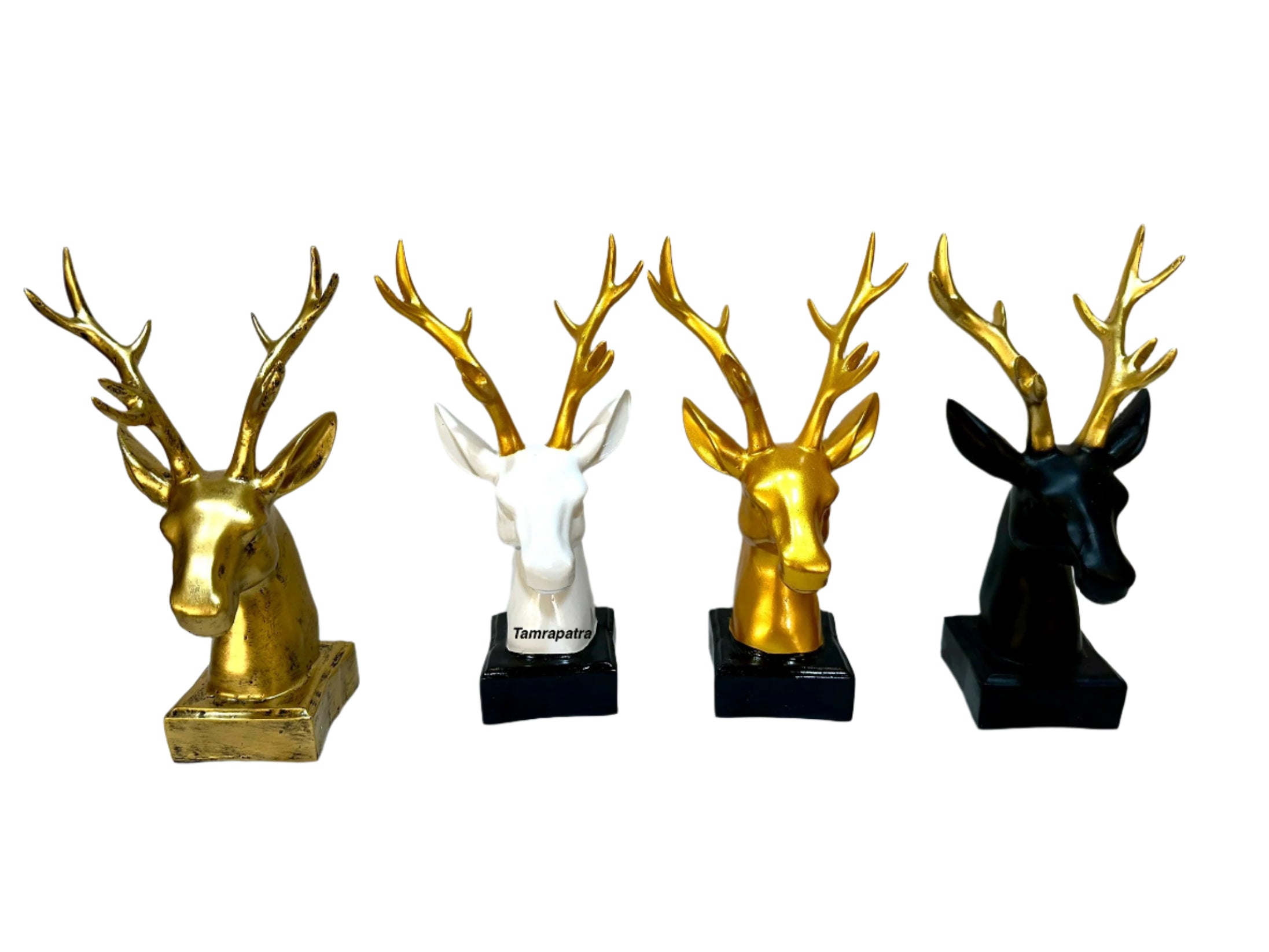 Premium White Deer With Golden Antlers Face Home Decor Artefacts By Tamrapatra