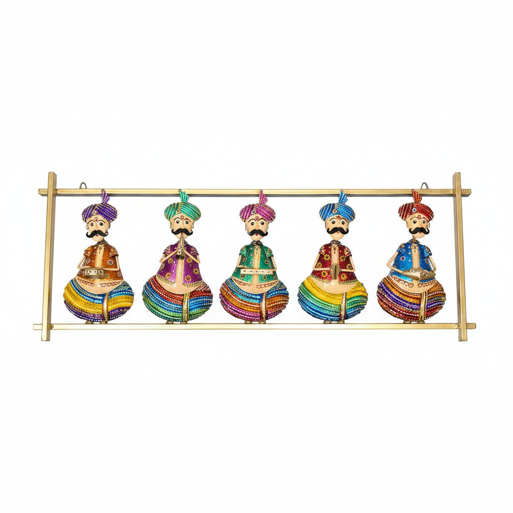 5 Musicians Hand Painted In Wall Frame Metal Design In India By Tamrapatra - Tamrapatra