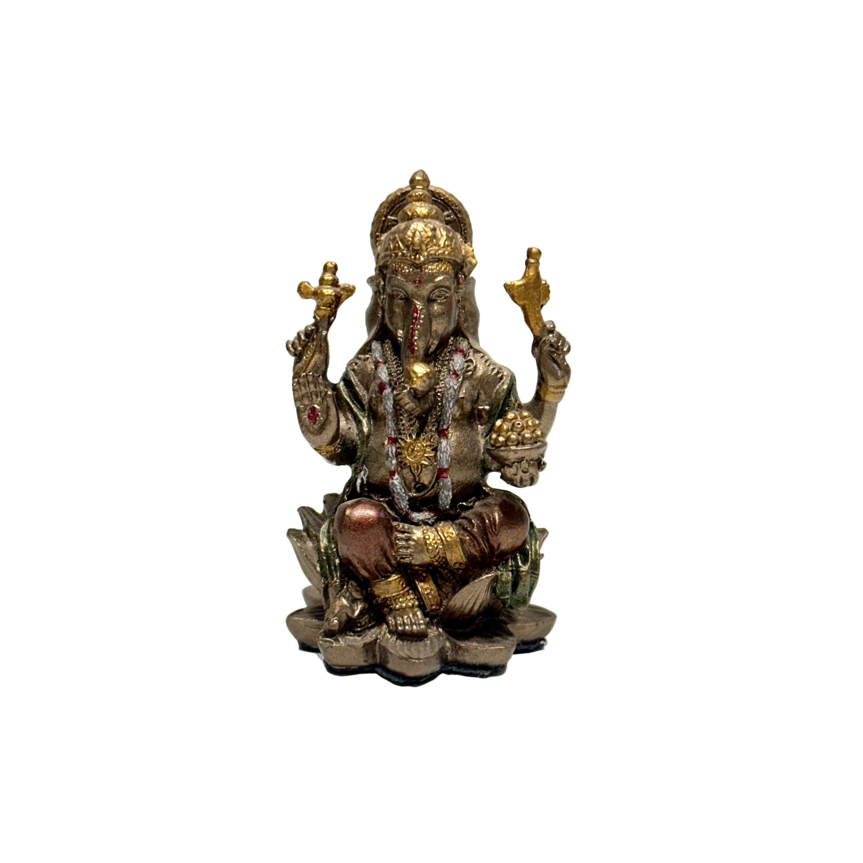 Bronze statue of a deity on a white background