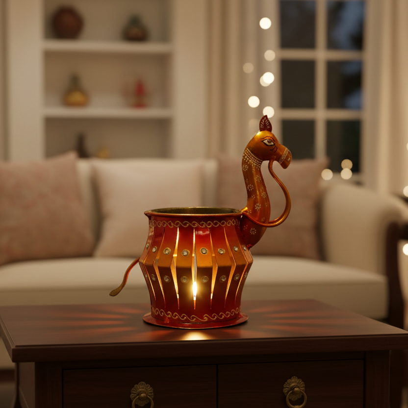 Metal New Round Candle Holders Animal Style Handcrafted India From Tamrapatra - Tamrapatra