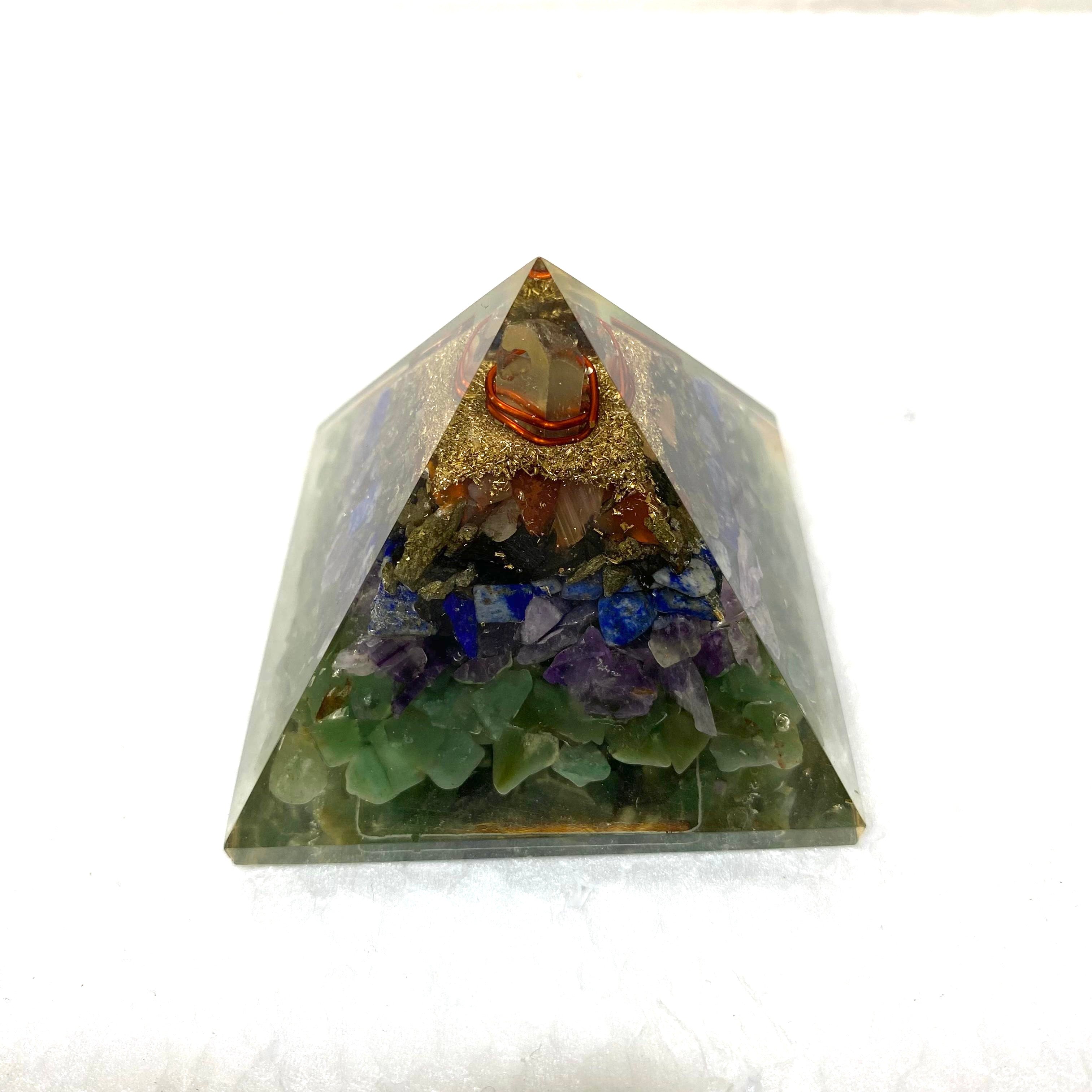 7 Chakra Stone Pyramid Ritualistic Well Being For Study Office Space Tamrapatra
