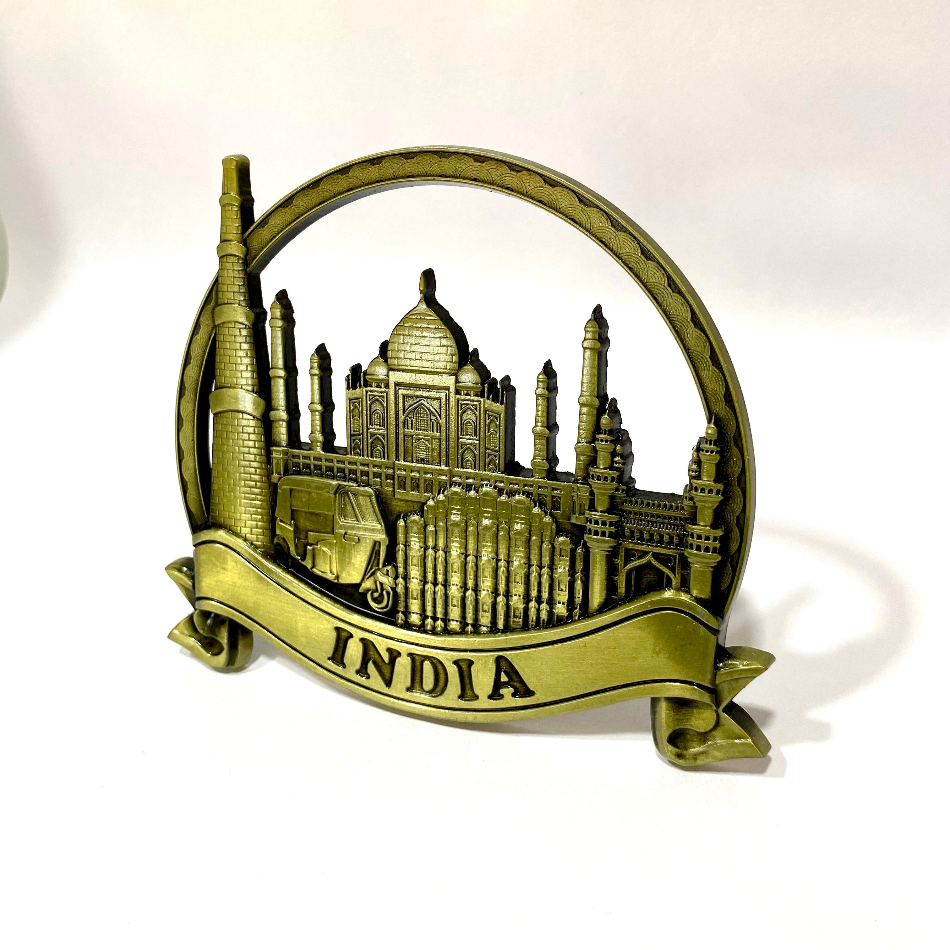 Trending Metal Souvenir Plate With Stand Indian Heritage Taj Mahal By Tamrapatra