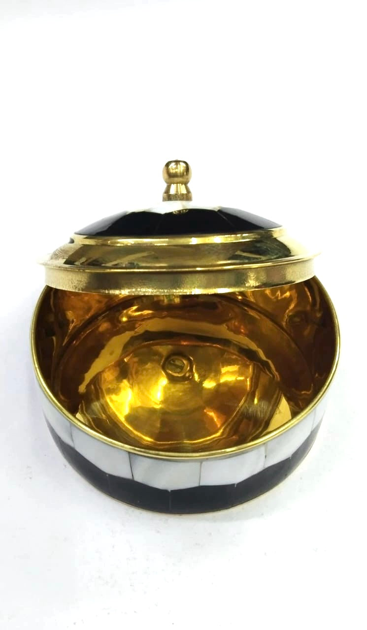 Wonderful Stone Dibbi Brass Handcrafted Box For Storage Of Jewelry Tamrapatra