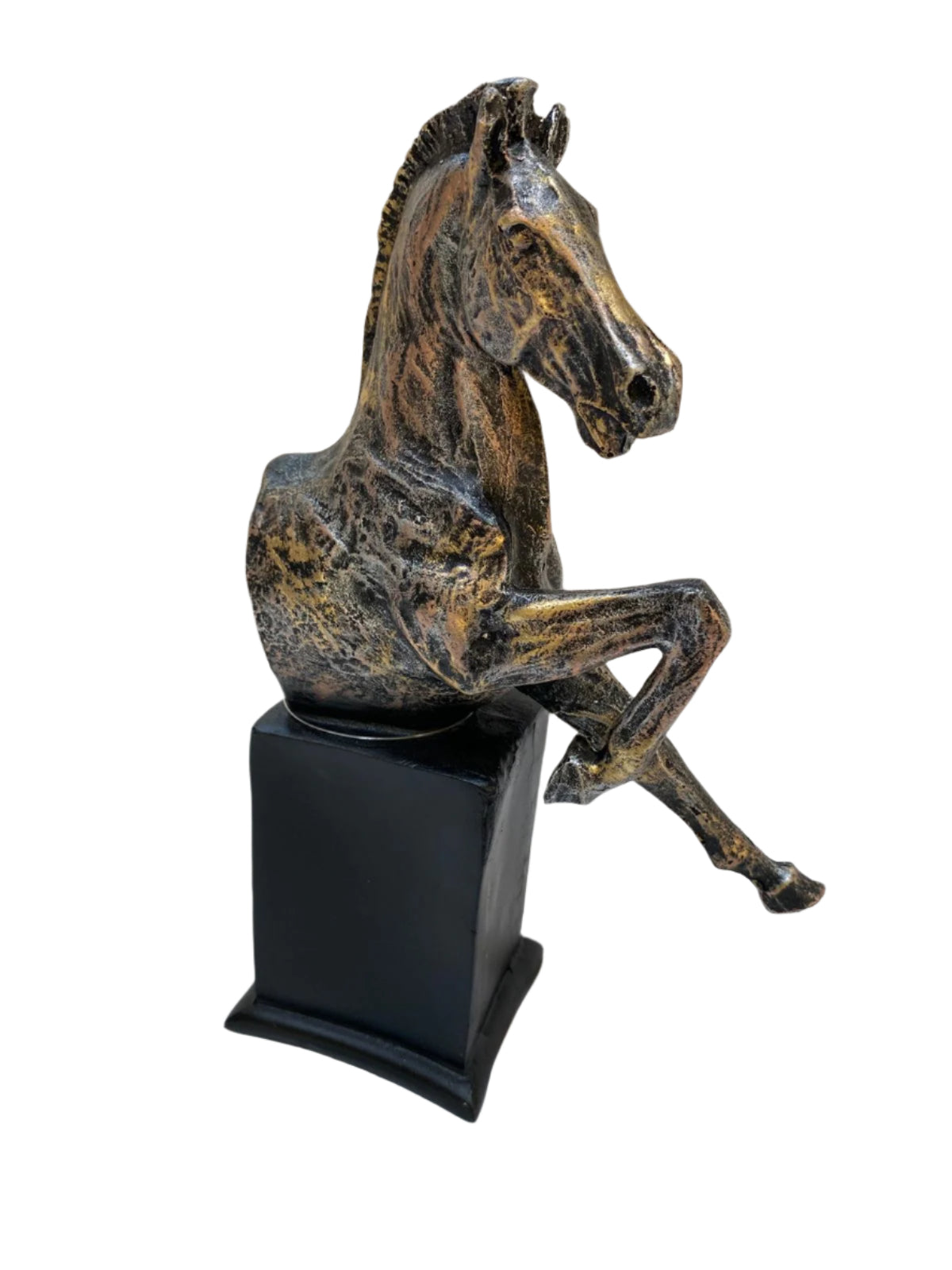Premium Quality Horse Animal Showpiece Reared Style On Stand Tamrapatra