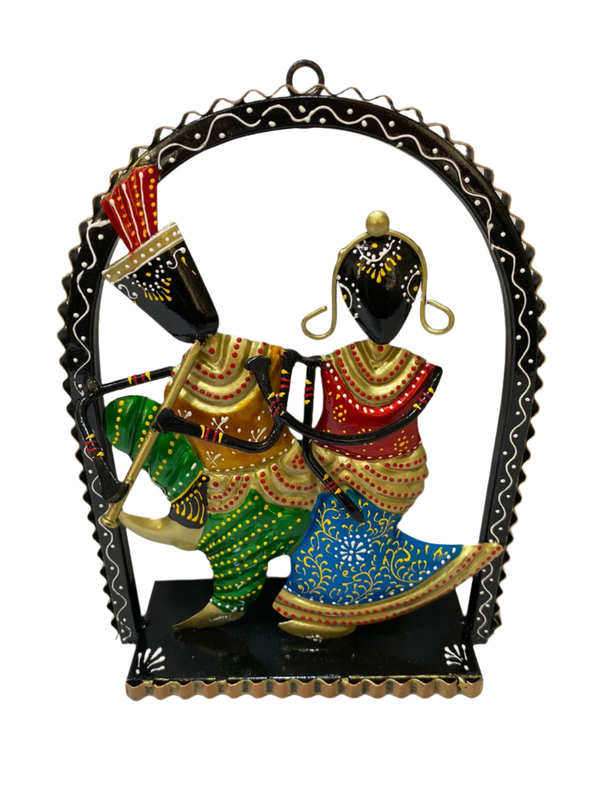 Metal Decorative Radha Krishna Handcrafted Colorful Showpiece By Tamrapatra - Tamrapatra