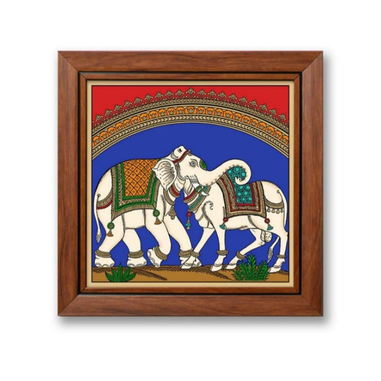 Paintings On Reverse Glass Tanjore Tales Elephant Cow Design Wall Art Tamrapatra