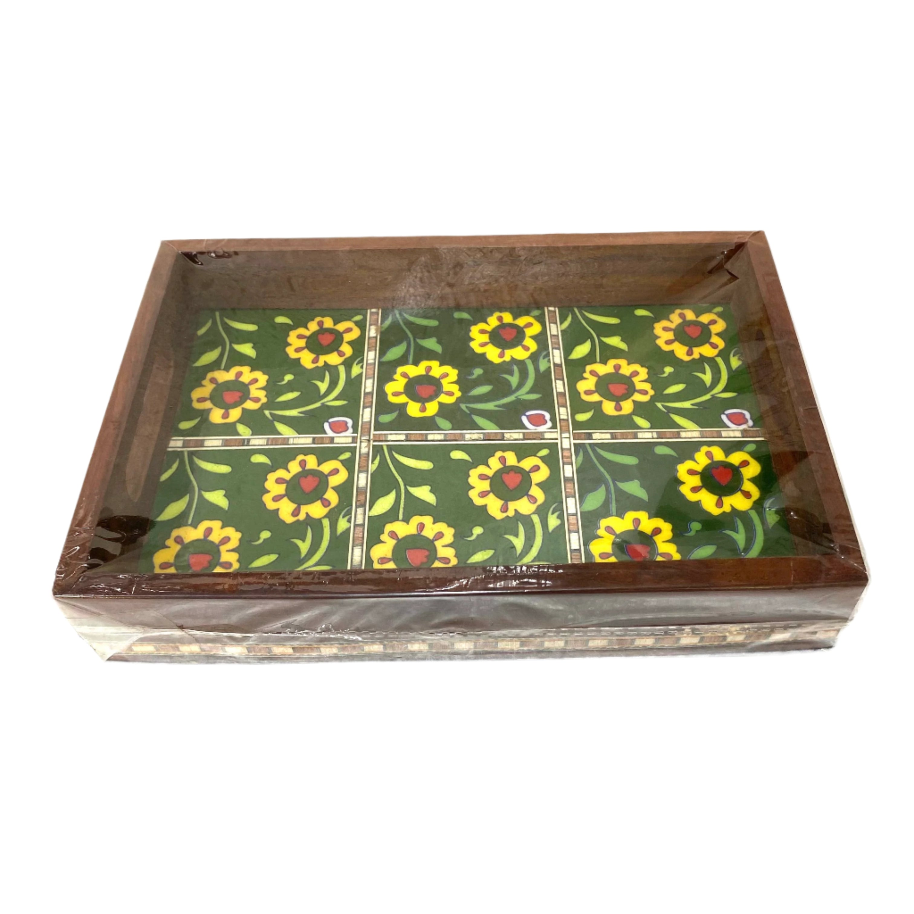 Decorative box with floral pattern on a white background