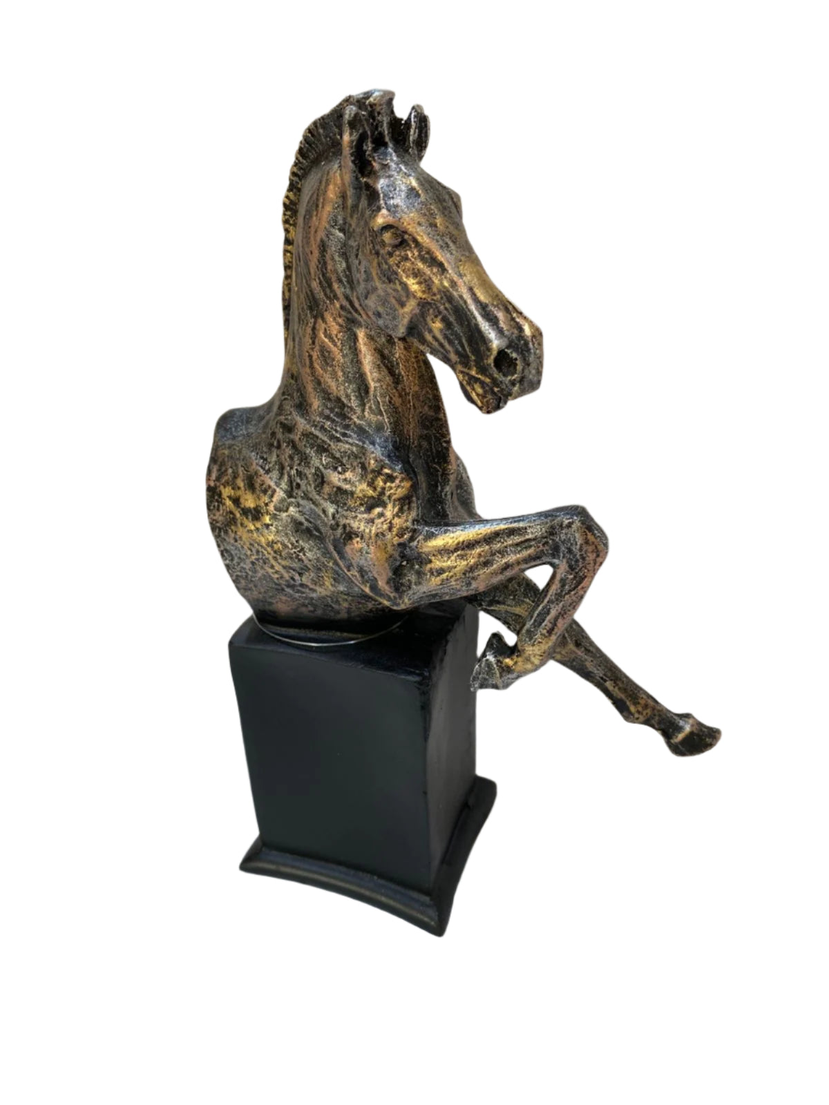 Premium Quality Horse Animal Showpiece Reared Style On Stand Tamrapatra