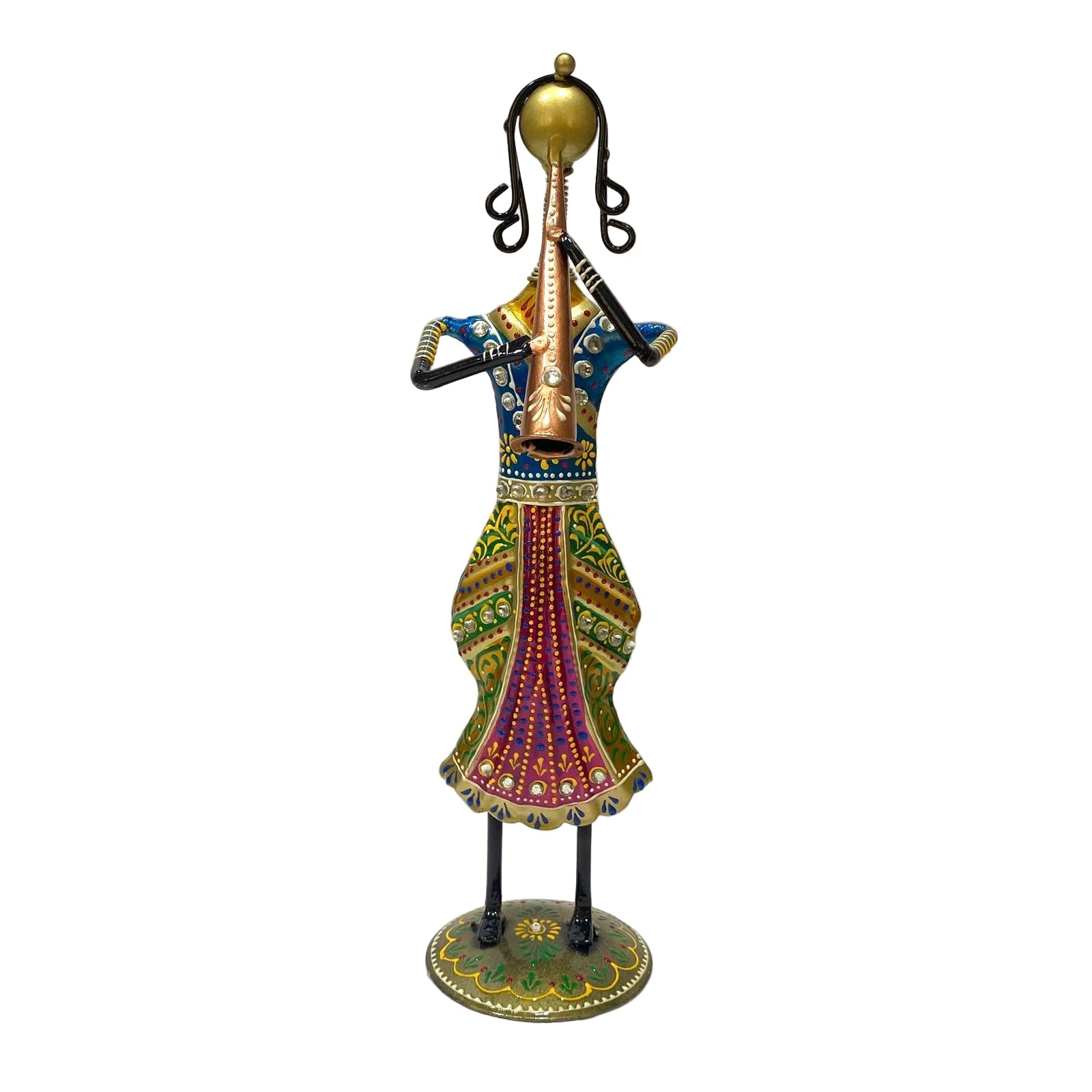 Standing Lady Playing Various Musical Instruments Metal Craft Tamrapatra - Tamrapatra