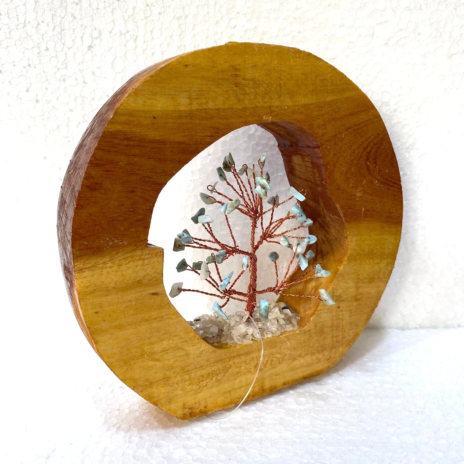 Crystal Tree In Various Shades Inside Wooden Log Creatively Unique Tamrapatra