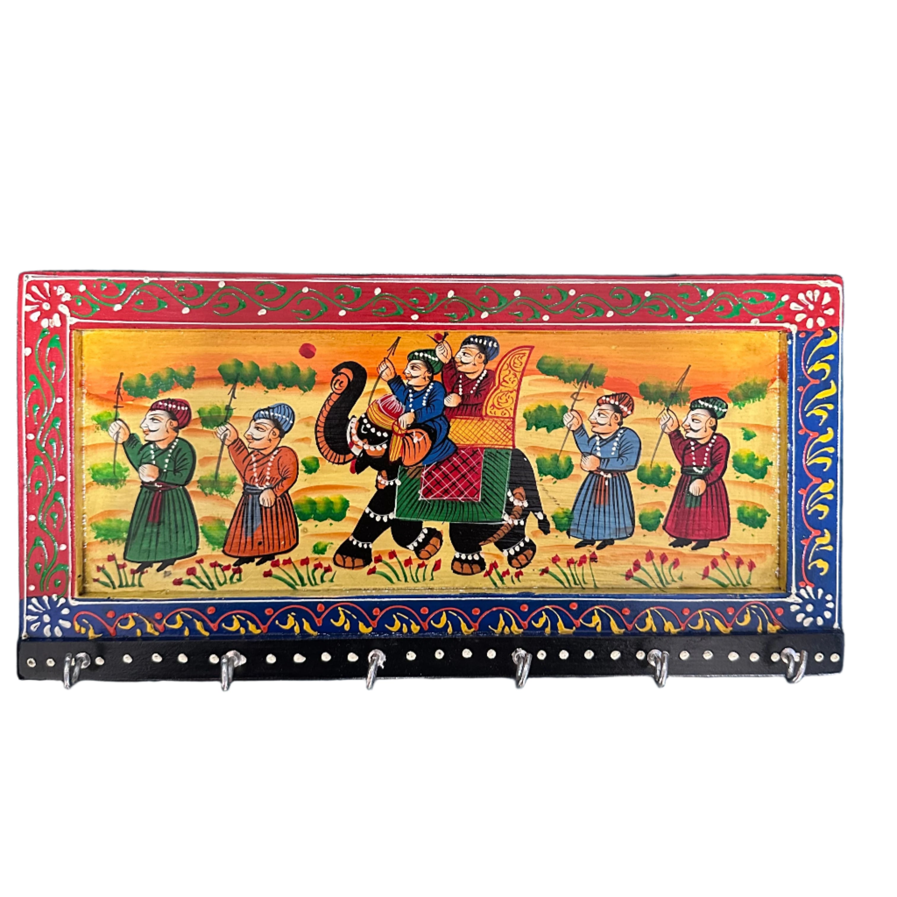 Royal HandPainted On Wooden Style Key Hanger Traditional Tamrapatra