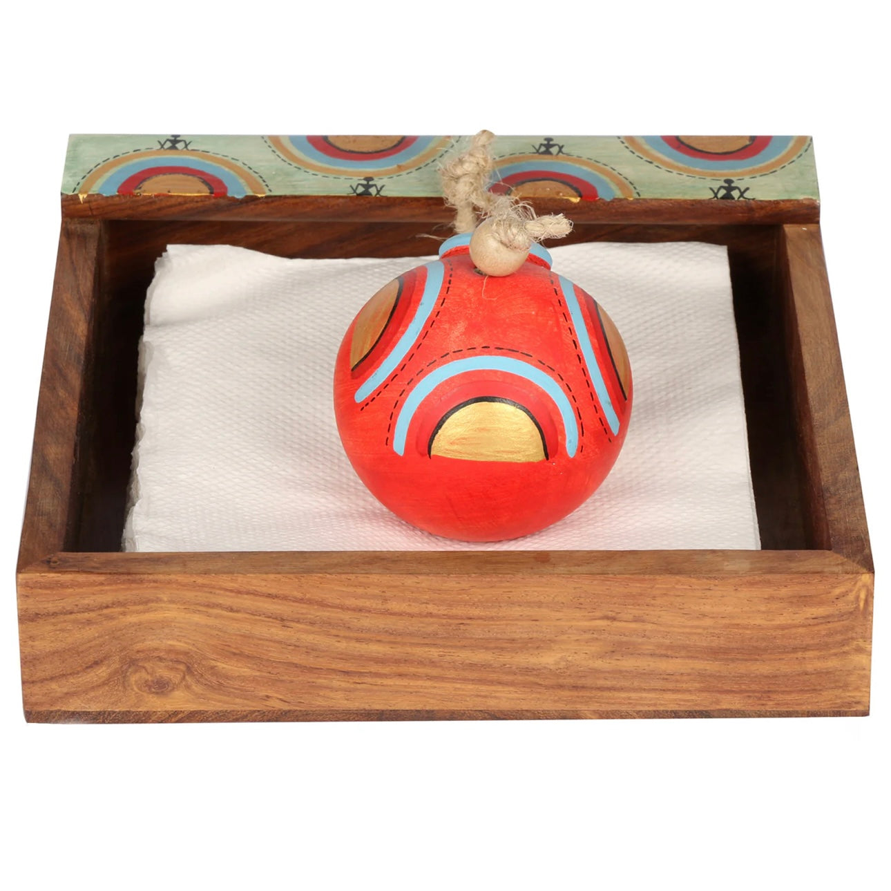 Napkin Holder Painted With Classic Colors Designed Terracotta Pot By Tamrapatra