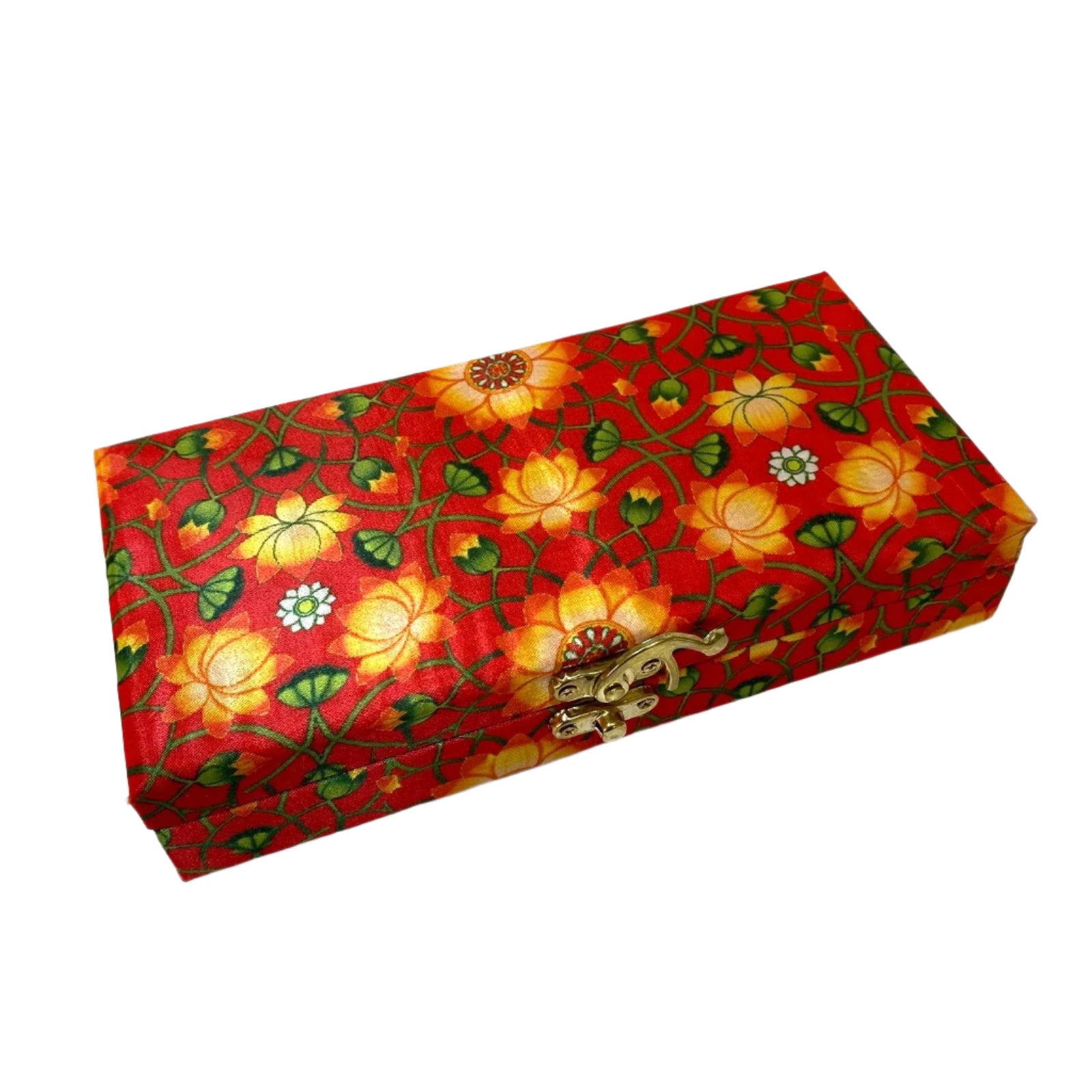 Decorative box with floral pattern on a white background